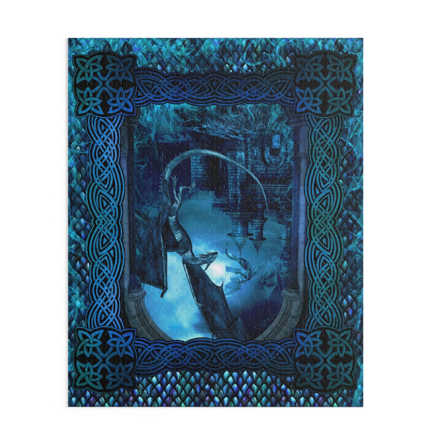 Jigsaw Puzzle (500 Pieces):  Dragons [Blue Panel]