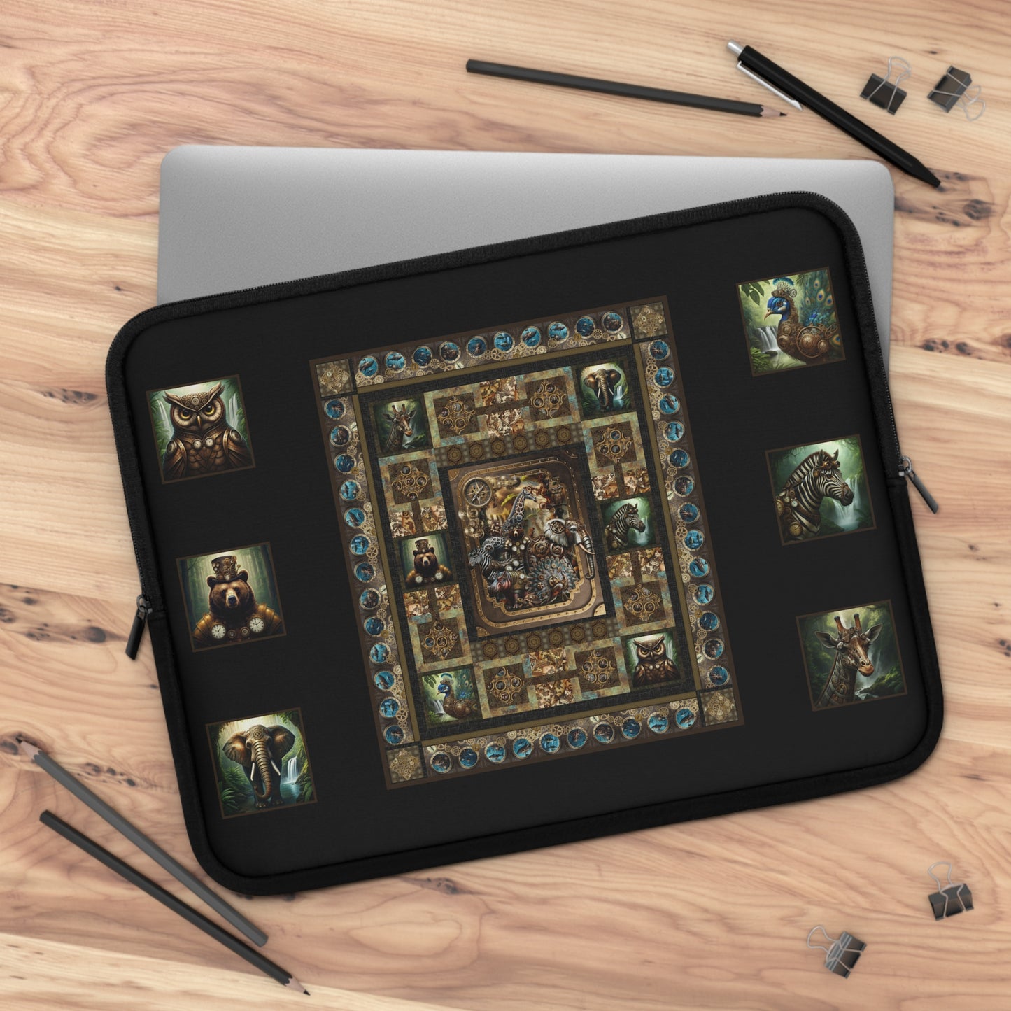 Laptop Sleeve (Sizes: 13", 15", 17"):  Steampunk Menagerie [Animals-Plus]