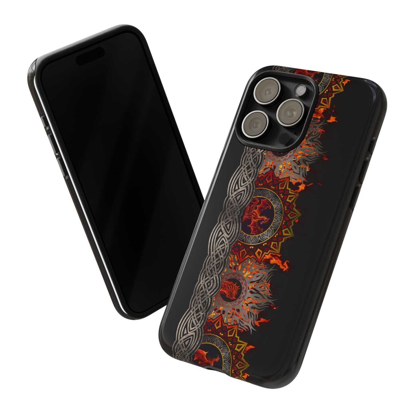 Apple I-Phone 15 (Series)-Tough Case-Phone Case:  Dragons [Red Fury Border]