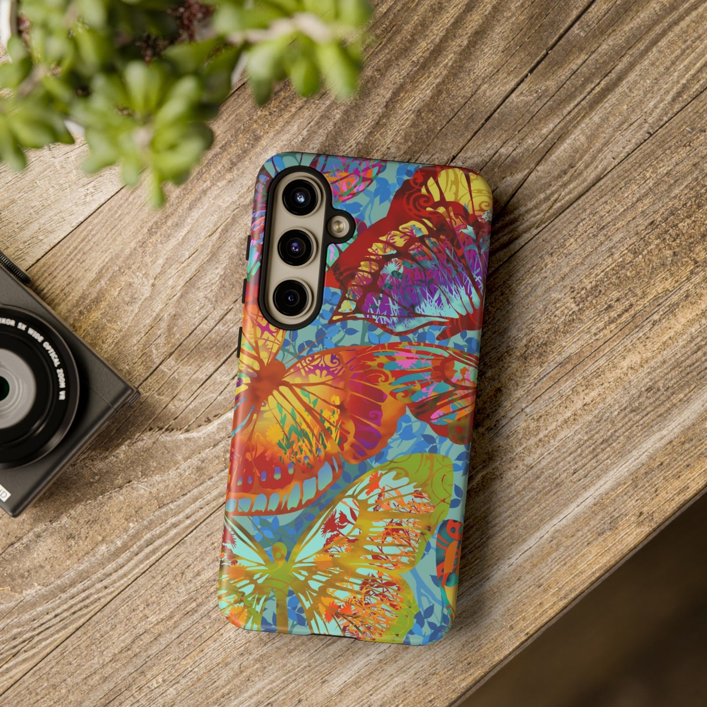 Samsung Galaxy Series Tough Case-Phone Case: Dreamscapes [Light Green Butterflies]