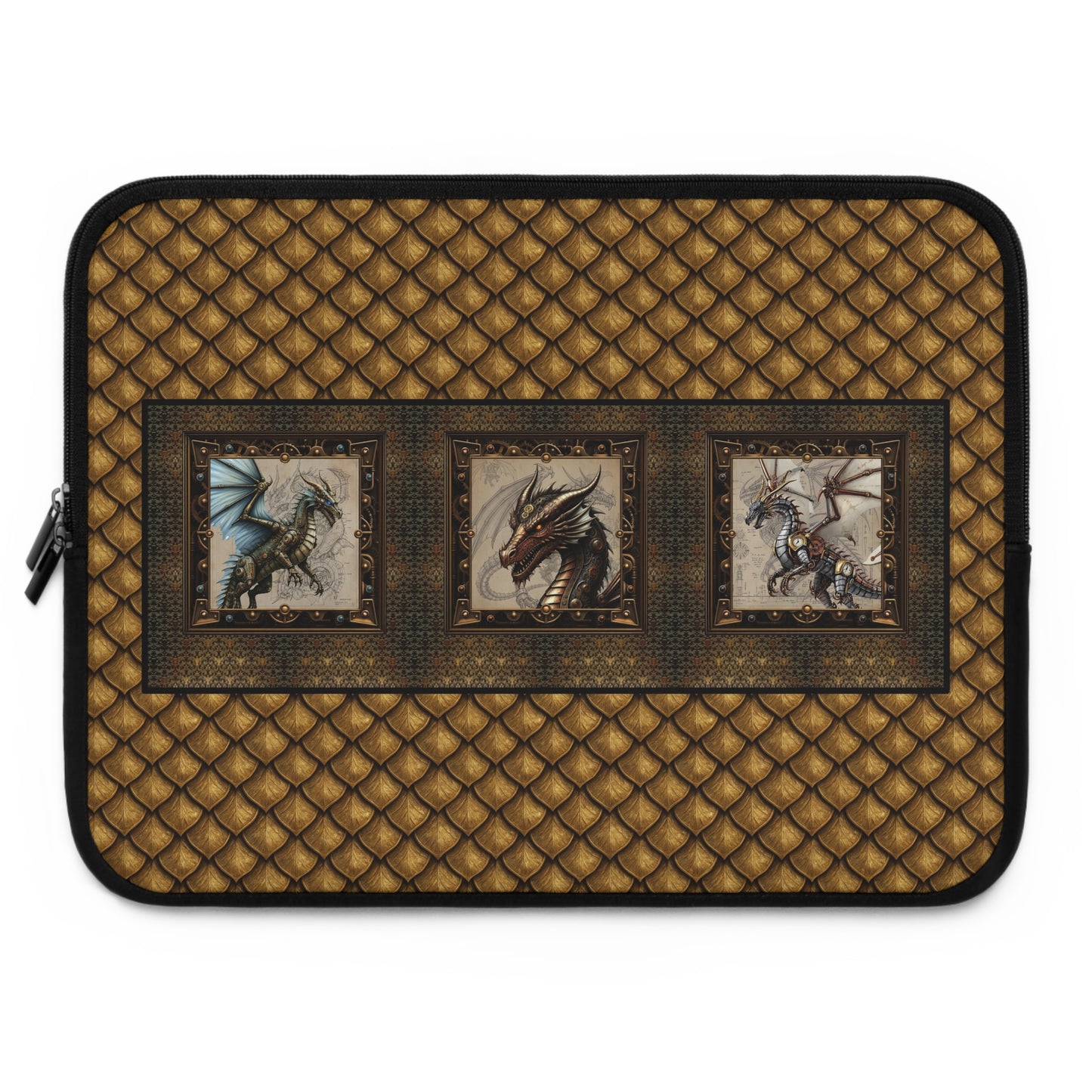 Laptop Sleeve (Sizes:  13", 15", 17"):  Steampunk Dragons [Dragon-Blue Wings]