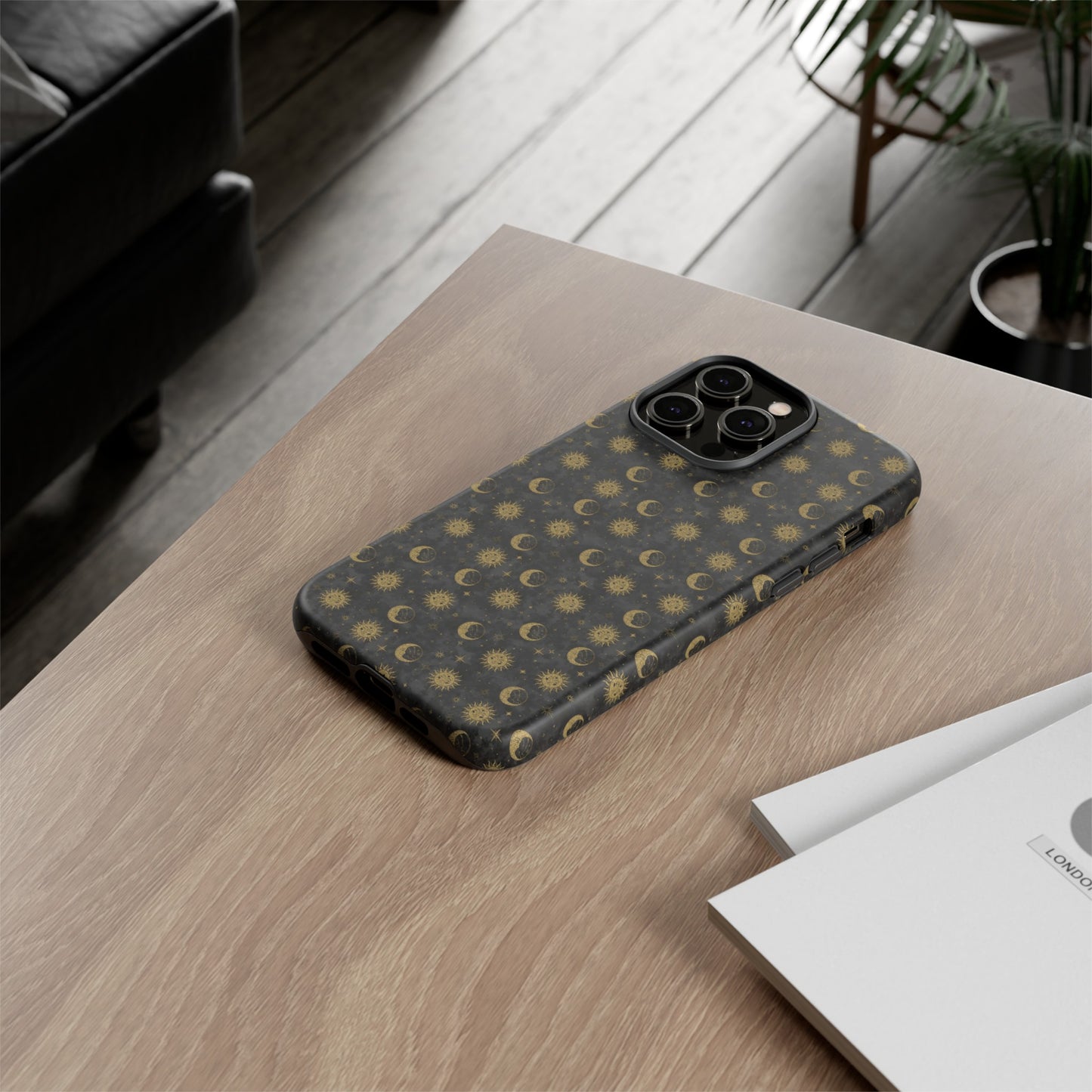 Apple I-Phone 14 (Series)-Tough Case-Phone Case: The Sun, The Moon, And The Stars [Gold Suns, Smiling Moons]