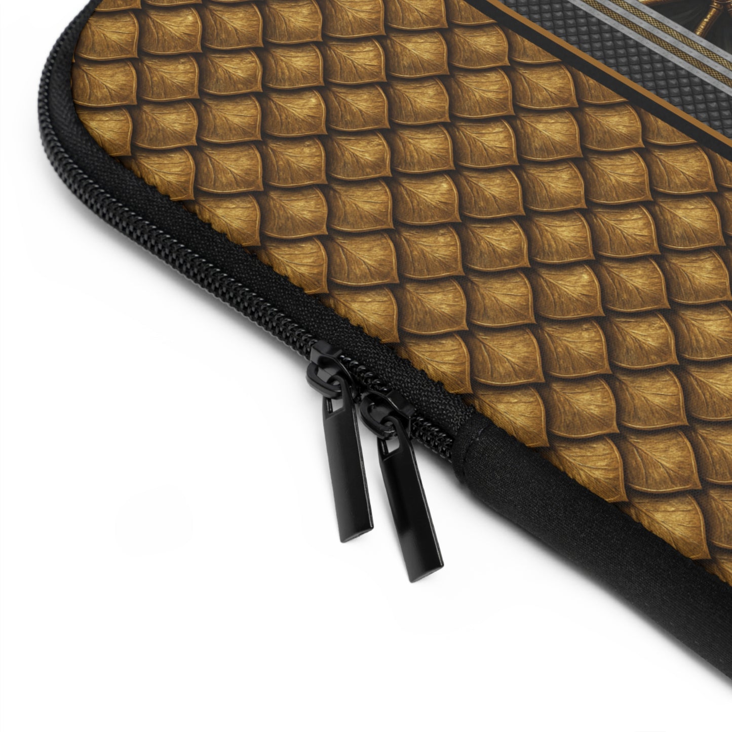 Laptop Sleeve (Sizes:  13", 15", 17"):  Steampunk Dragons [Dragon Panel - Gold Scales]