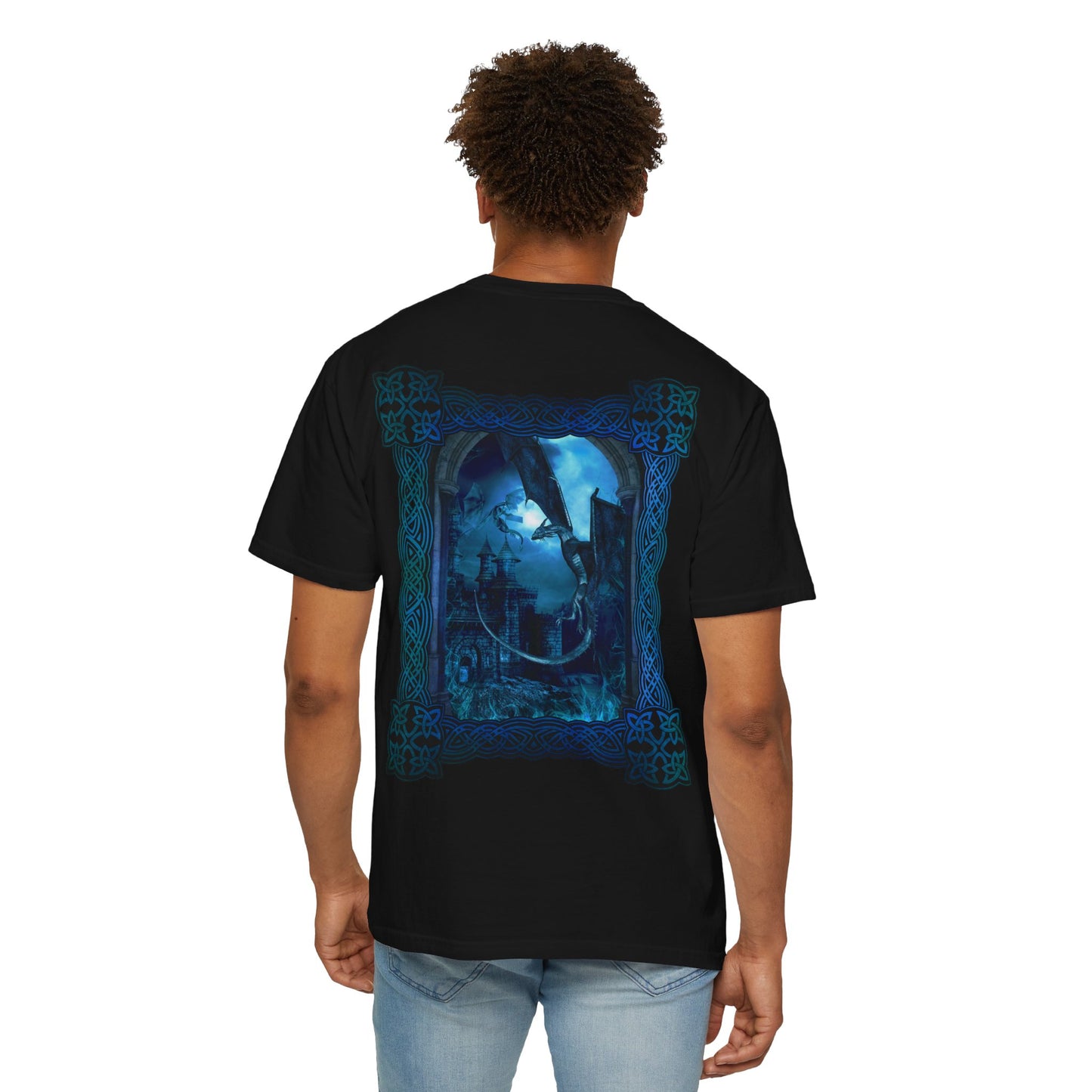 Unisex Heavy Cotton Tee:  "Dragons" [Blue Fury]