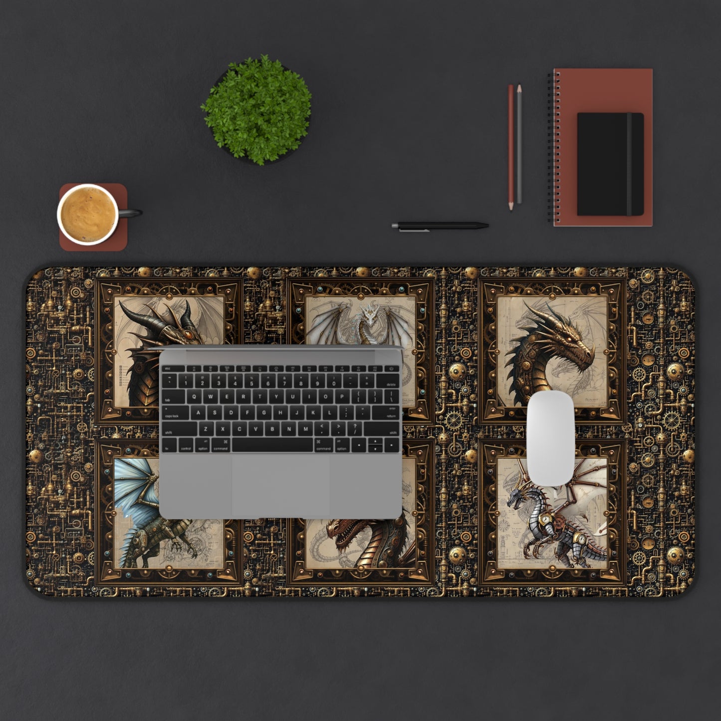 Desk Mat (23x13):  Steampunk Dragon; [Dragon Profiles]
