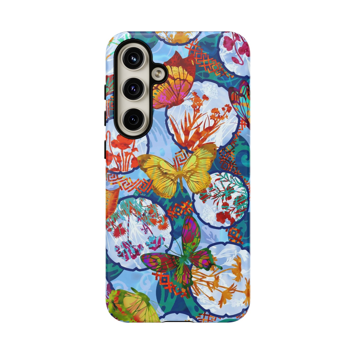 Samsung Galaxy Series Tough Case-Phone Case: Dragons [Light Blue Butterflies]