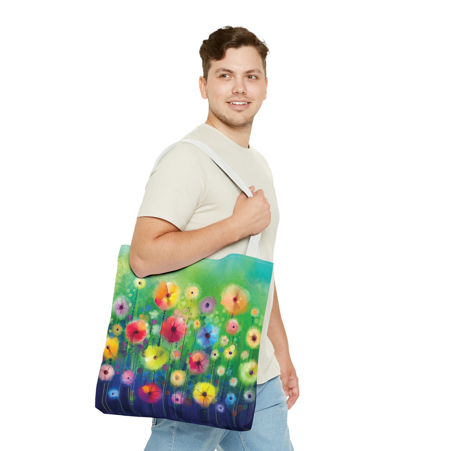 Tote Bag:  large-18x18;  "Year of Art" [Flowers in Field]