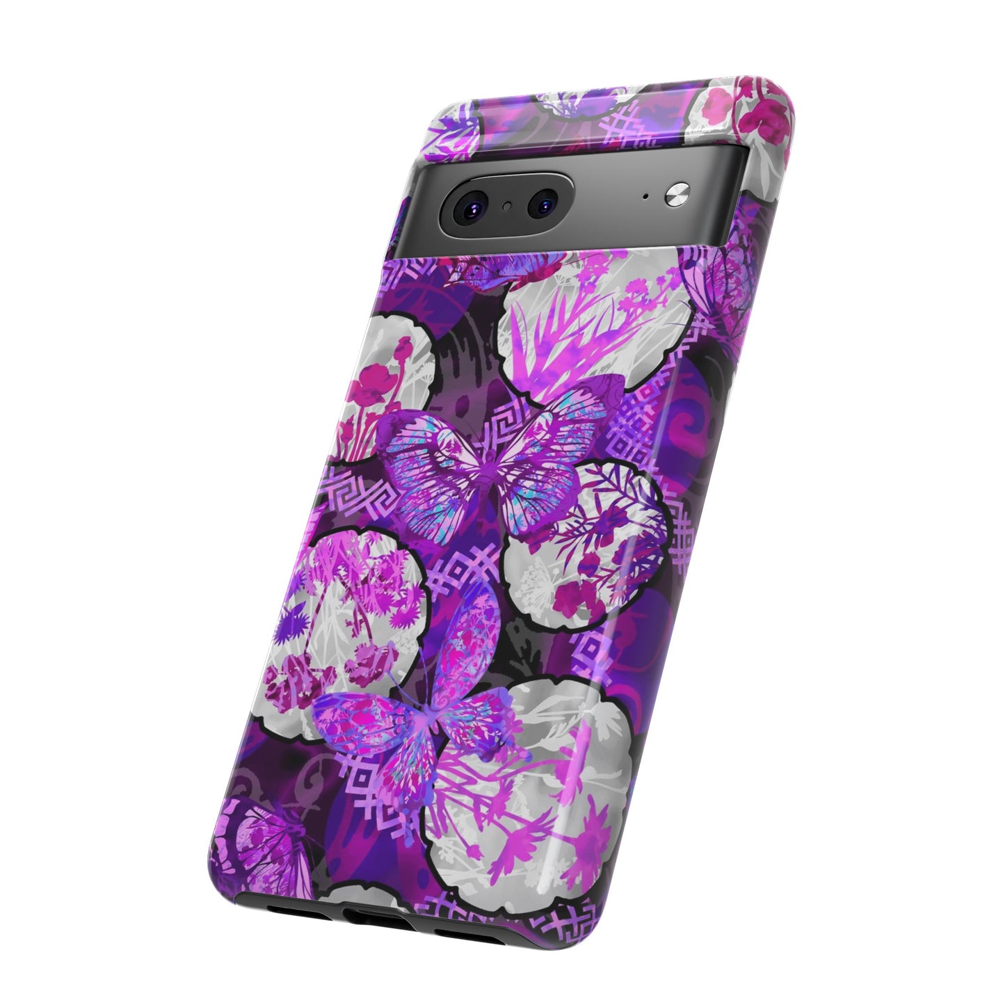 Google Pixel Tough Case-Phone Case: Dreamscapes [Bright Purple Butterflies]