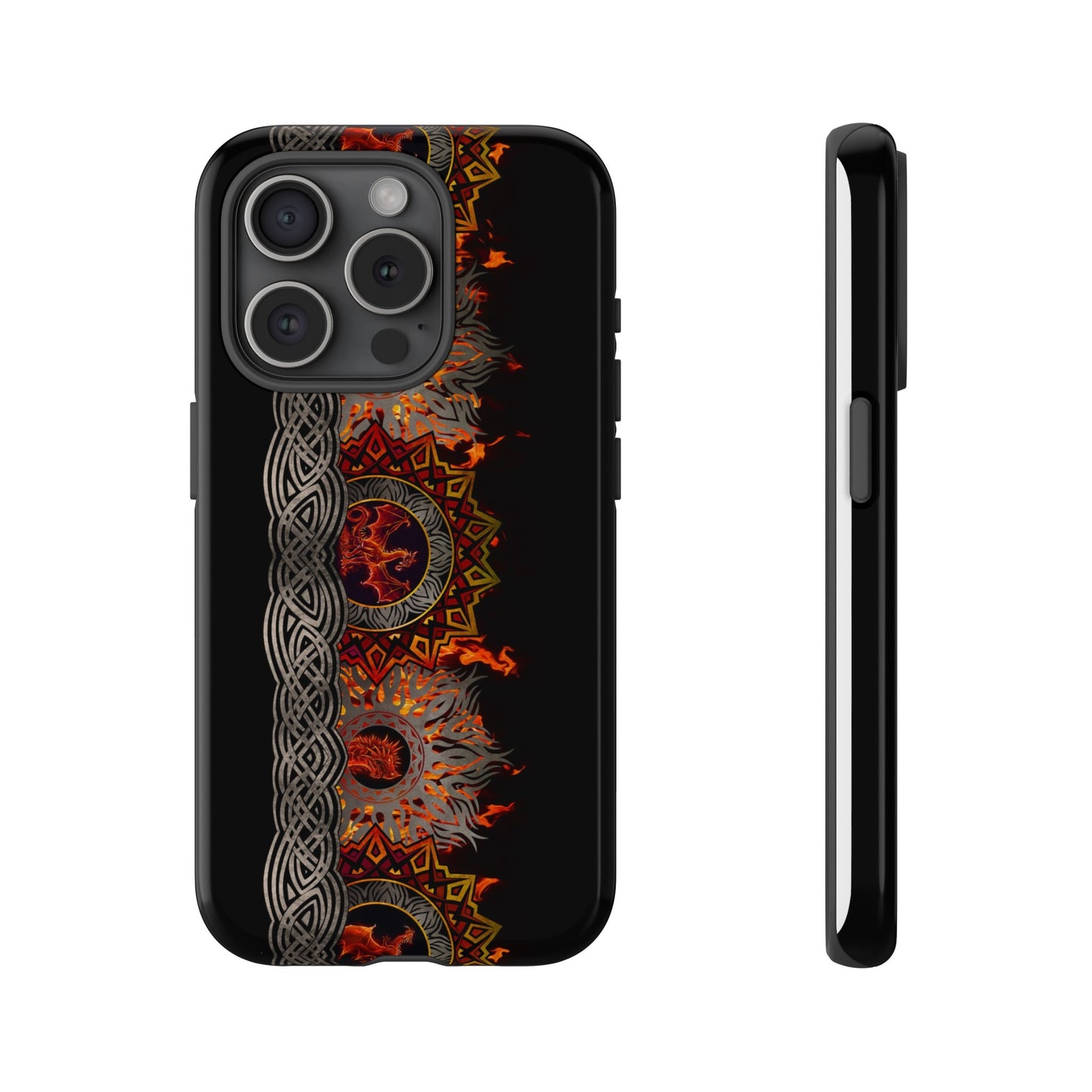 Apple I-Phone 15 (Series)-Tough Case-Phone Case:  Dragons [Red Fury Border]