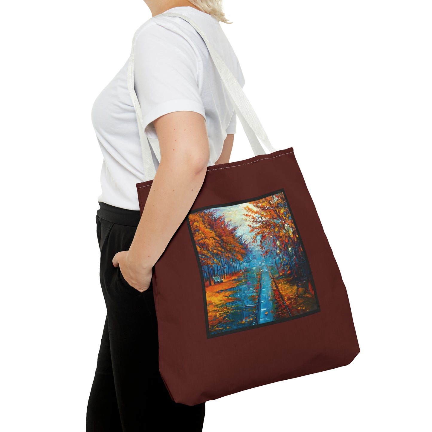 Tote Bag:  large-18x18;  "Year of Art" [Fall Path, Smal Panel]