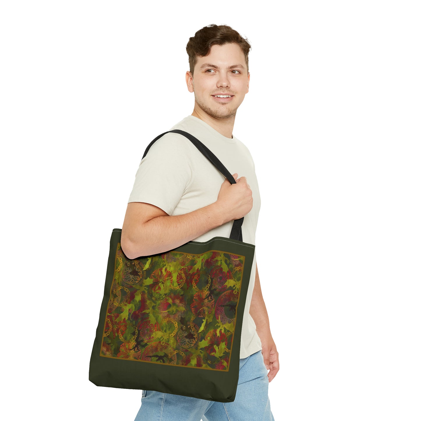 Tote Bag:  large-18x18;  "Dragons" [Green Panel]