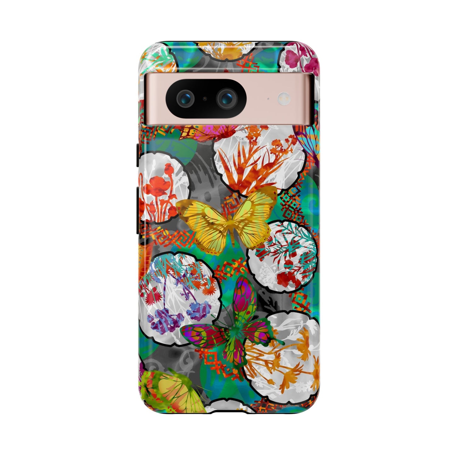 Android Google Pixel (Series) Tough Case-Phone Case:  Dreamscapes [Green Butterflies]