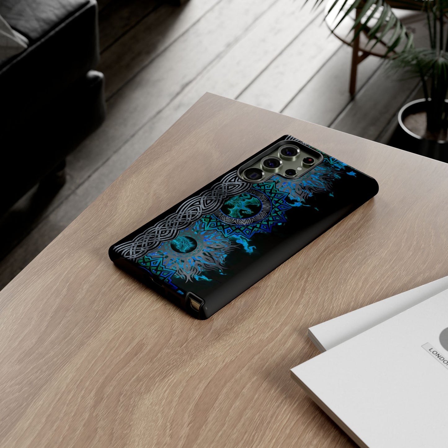 Samsung Galaxy S23 - Tough Case-Phone Case: Dragons-Blue Fury Border