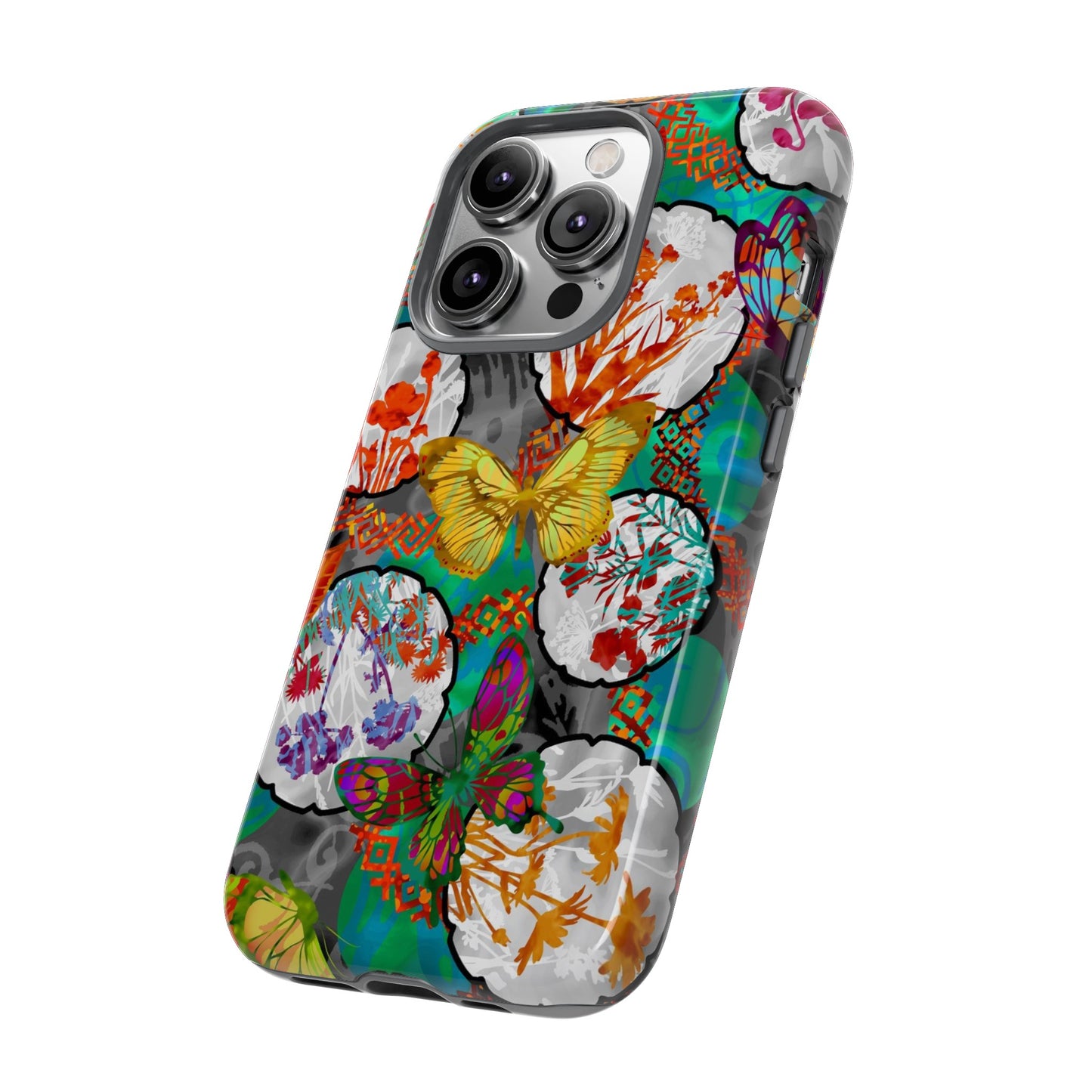 Apple I-Phone 14 (Series)-Tough Case-Phone Case:  Dreamscapes [Teal Butterflies]