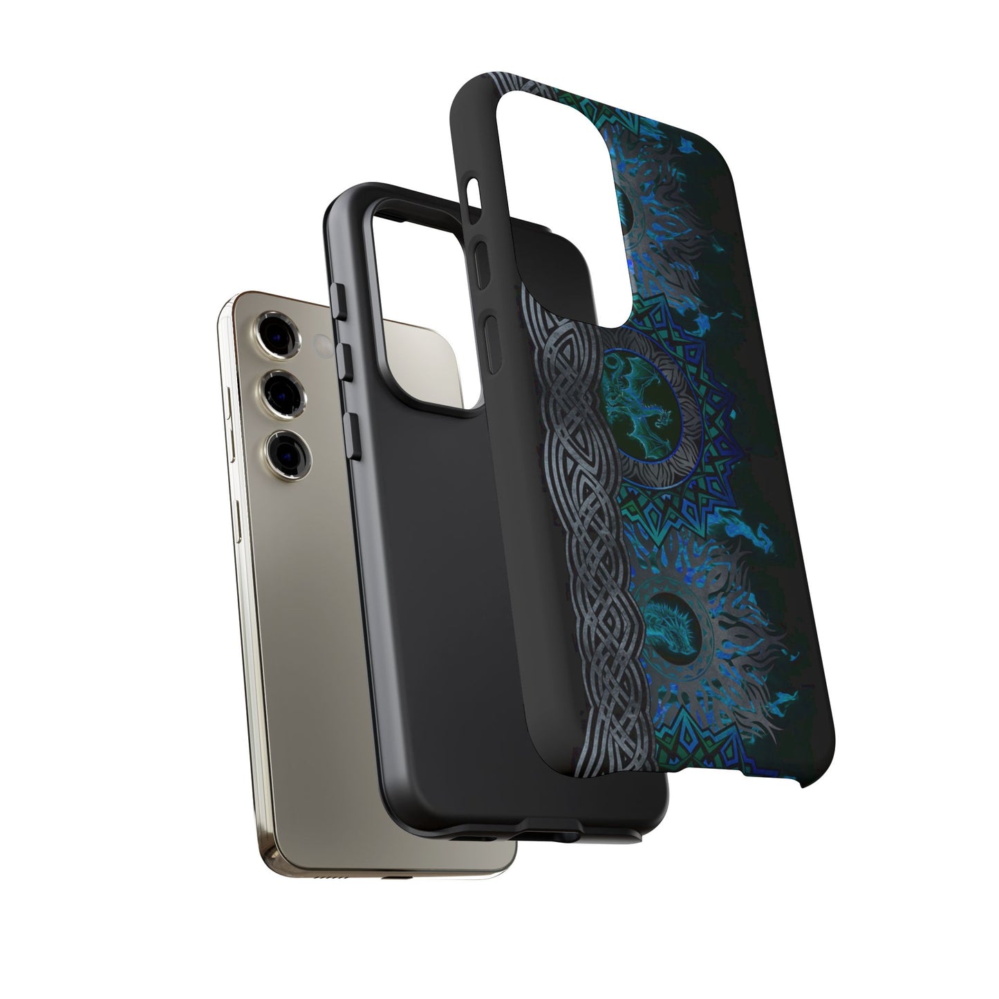 Samsung Galaxy S23 - Tough Case-Phone Case: Dragons-Blue Fury Border