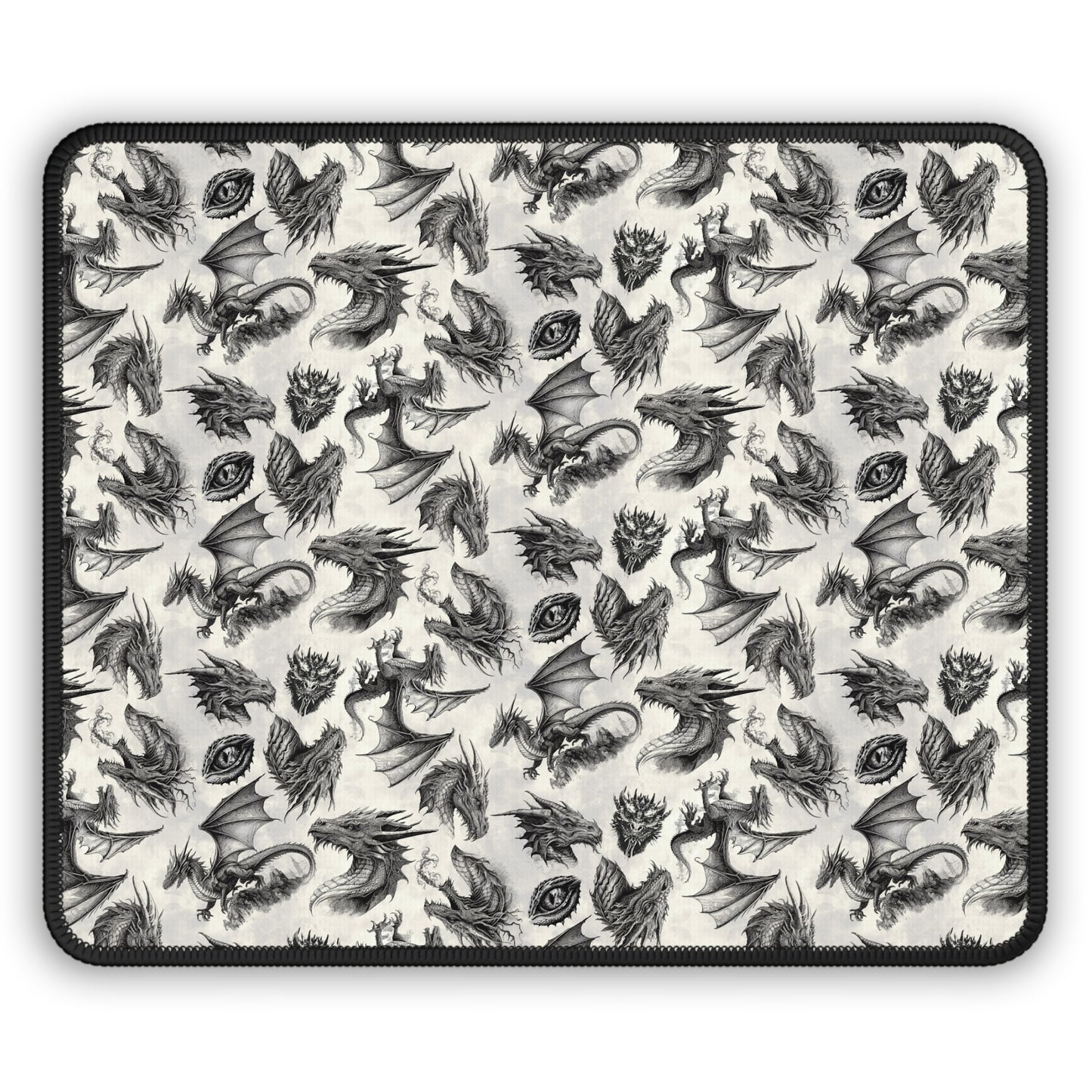 Mouse Pad-Gaming;  9x7 - Emerald Dragons [Dragon Etching - B/W]
