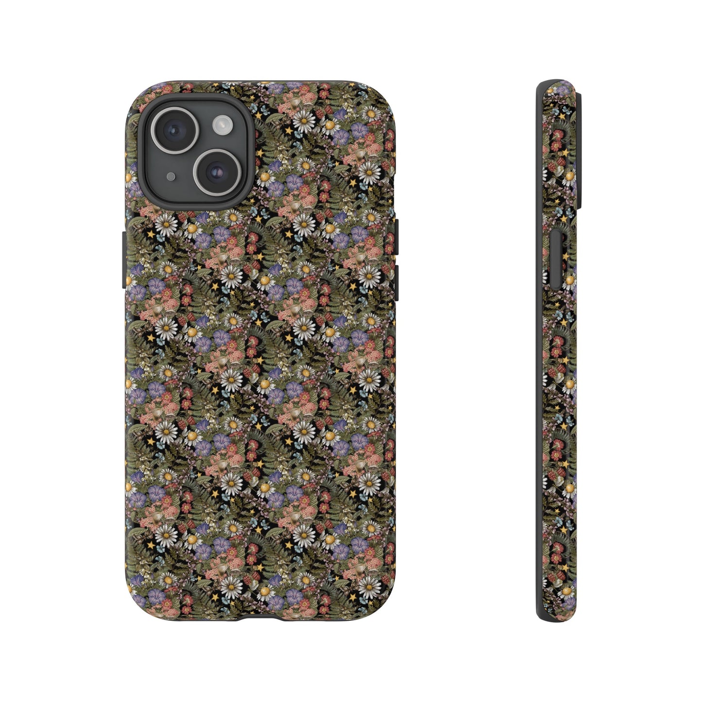 Apple I-Phone 15 Tough Case-Phone Case:  The Sun, The Moon, The Stars [Flowers]