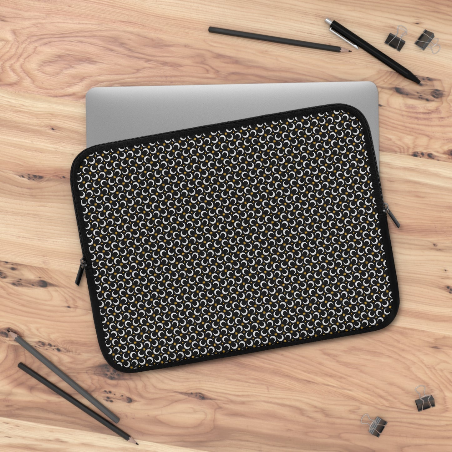 Laptop Sleeve:   Celstial [Black Moon and Gold Stars]