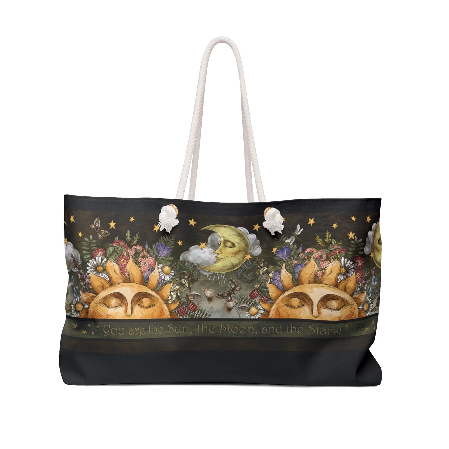 Weekender Tote Bag (Large):  The Sun, The Moon, And The Stars [Border]