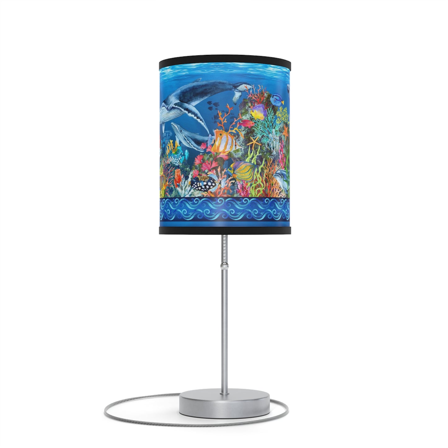 Table Lamp: Silver W/Black/Whitte/Grey Trim; The Sun, The Moon, and The Stars [Sun Panel]