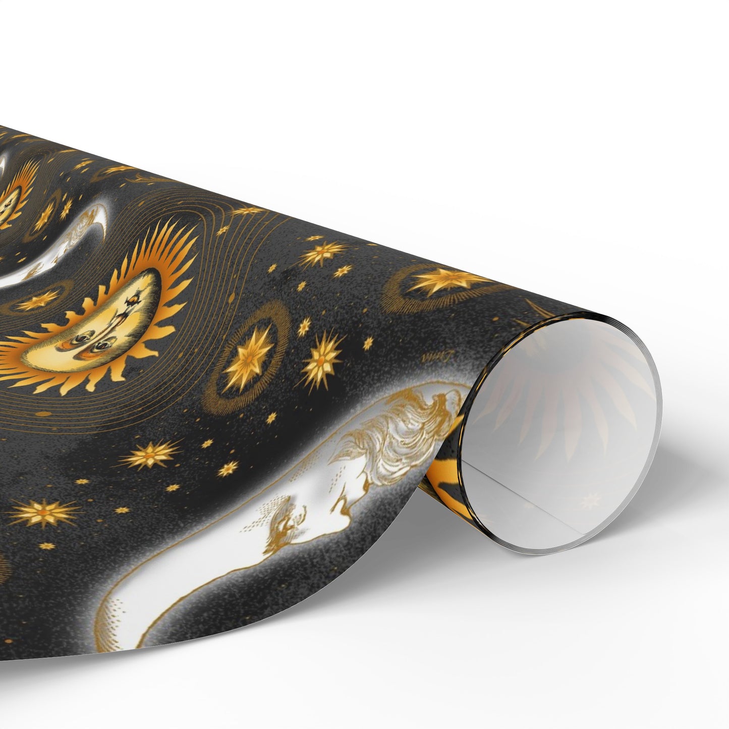 Wrapping Paper:  Celestial [Black-Haze Suns/Moons]