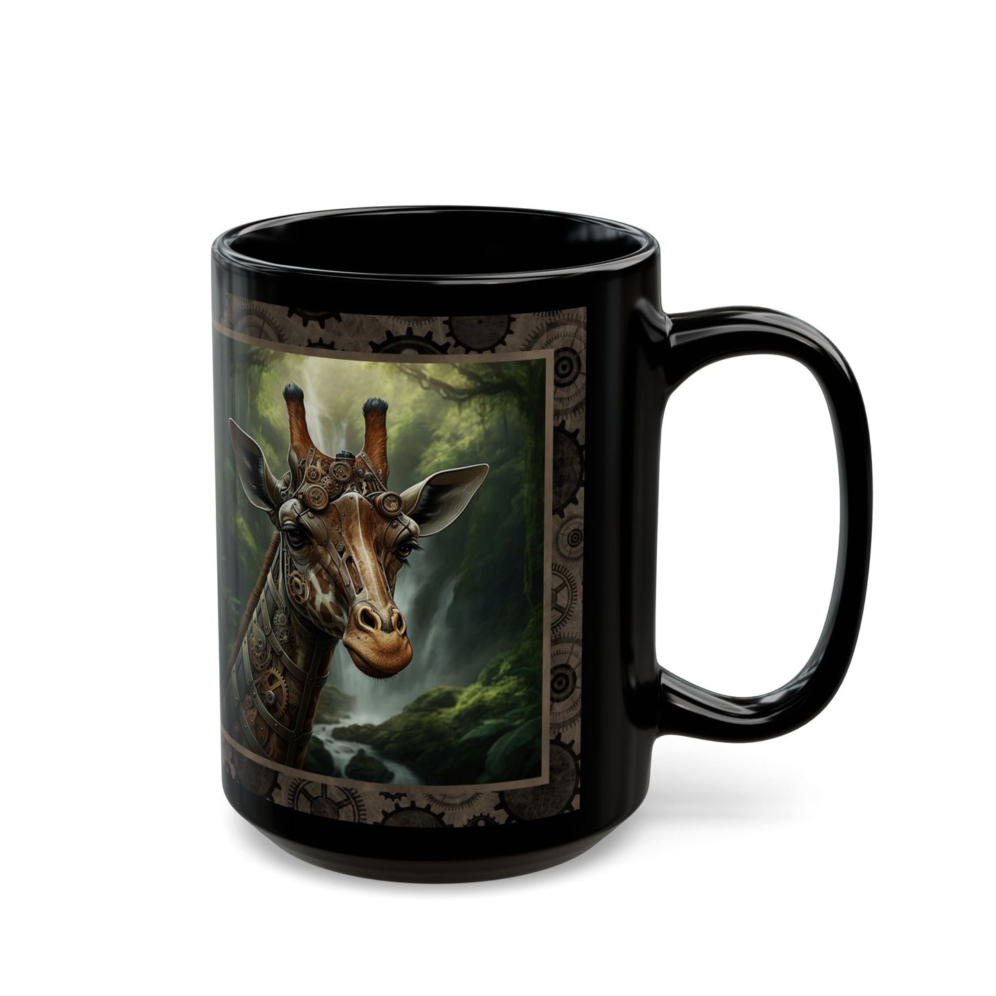Black Mug-15oz:  "Steampunk Giraffe" Panel