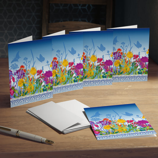 Note Cards (Blank Inside):  Dreamscapes Light Blue Border - Set of 5