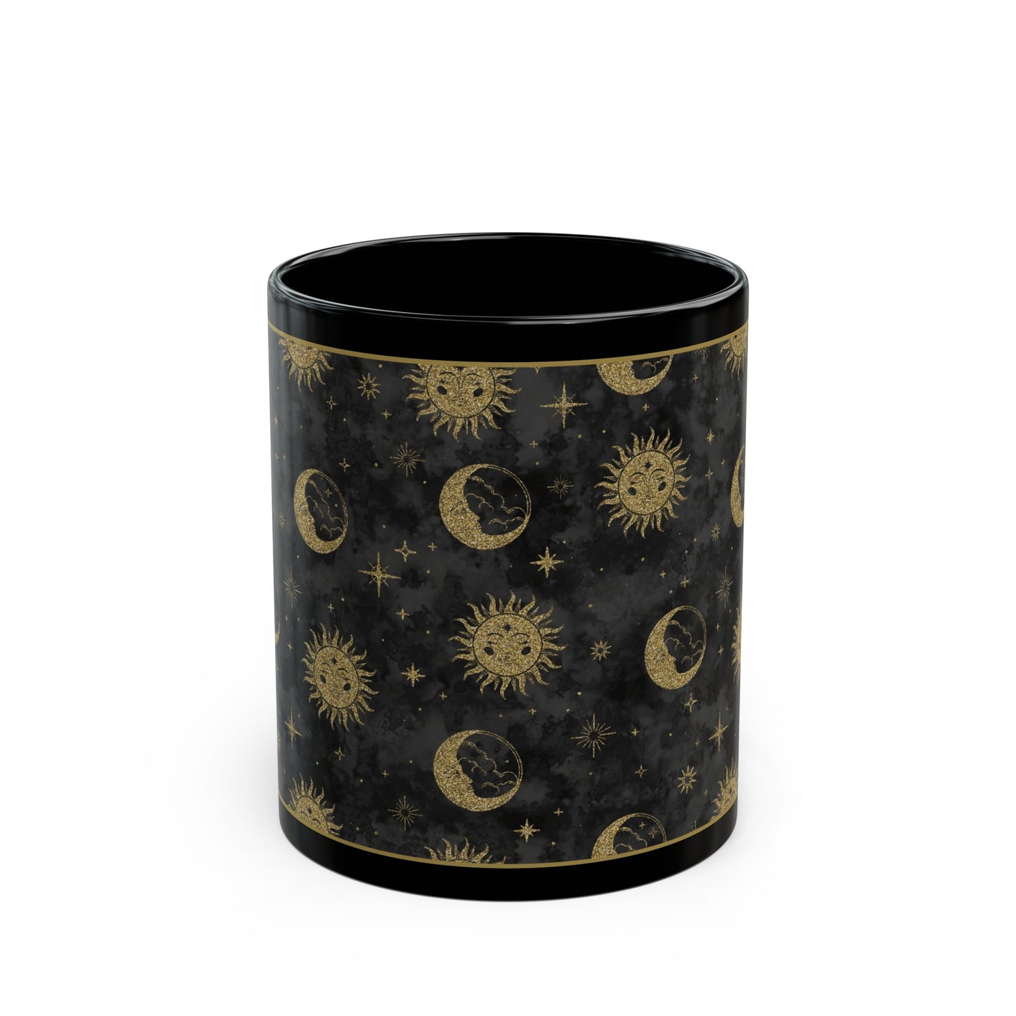 Ceramic Mug (11oz.):  The Sun, The Moon, And The Stars [Gold Speck Sun and Moons]