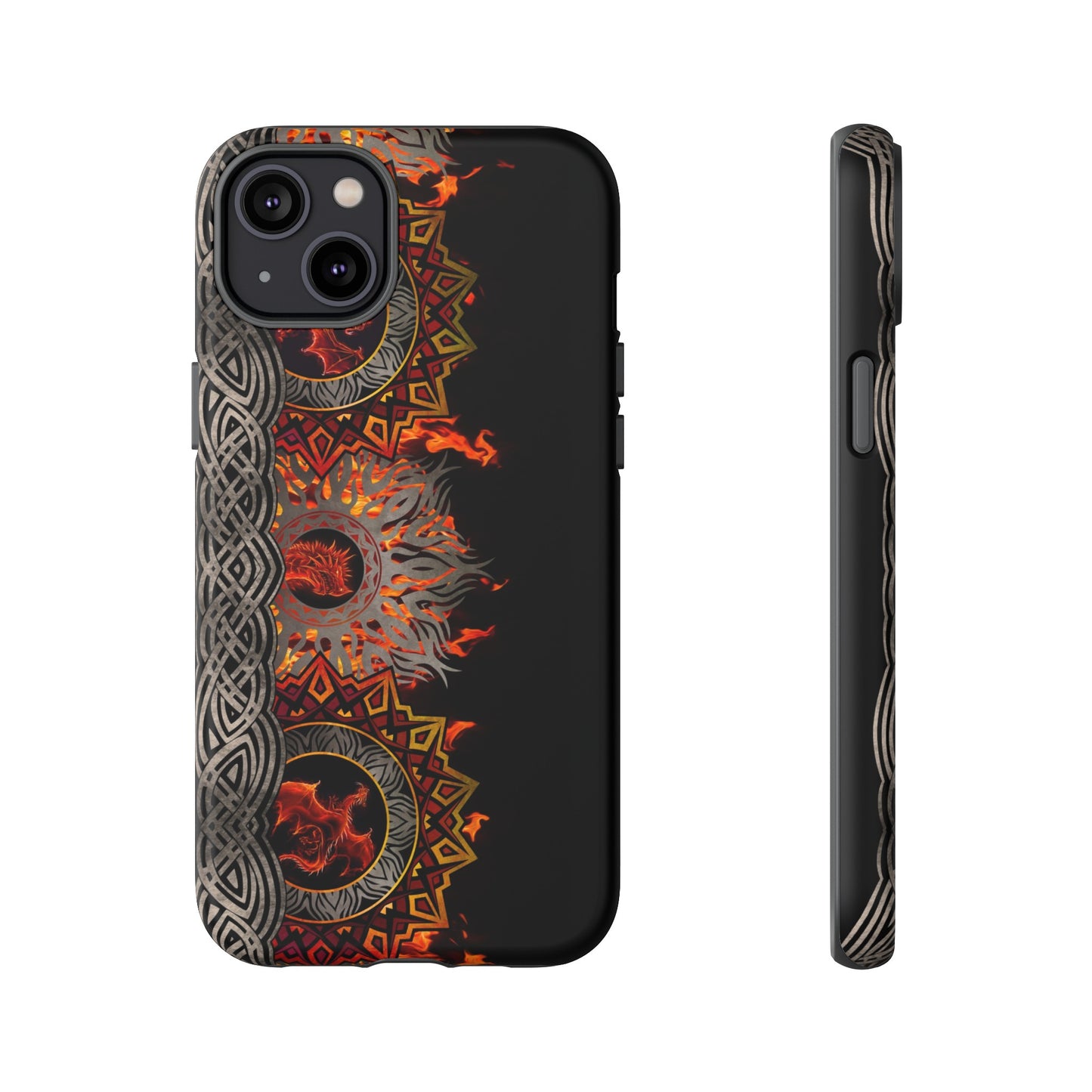 Apple I-Phone 14 (Series) Tough Case-Phone Case: Dragons [Red Fury Border]