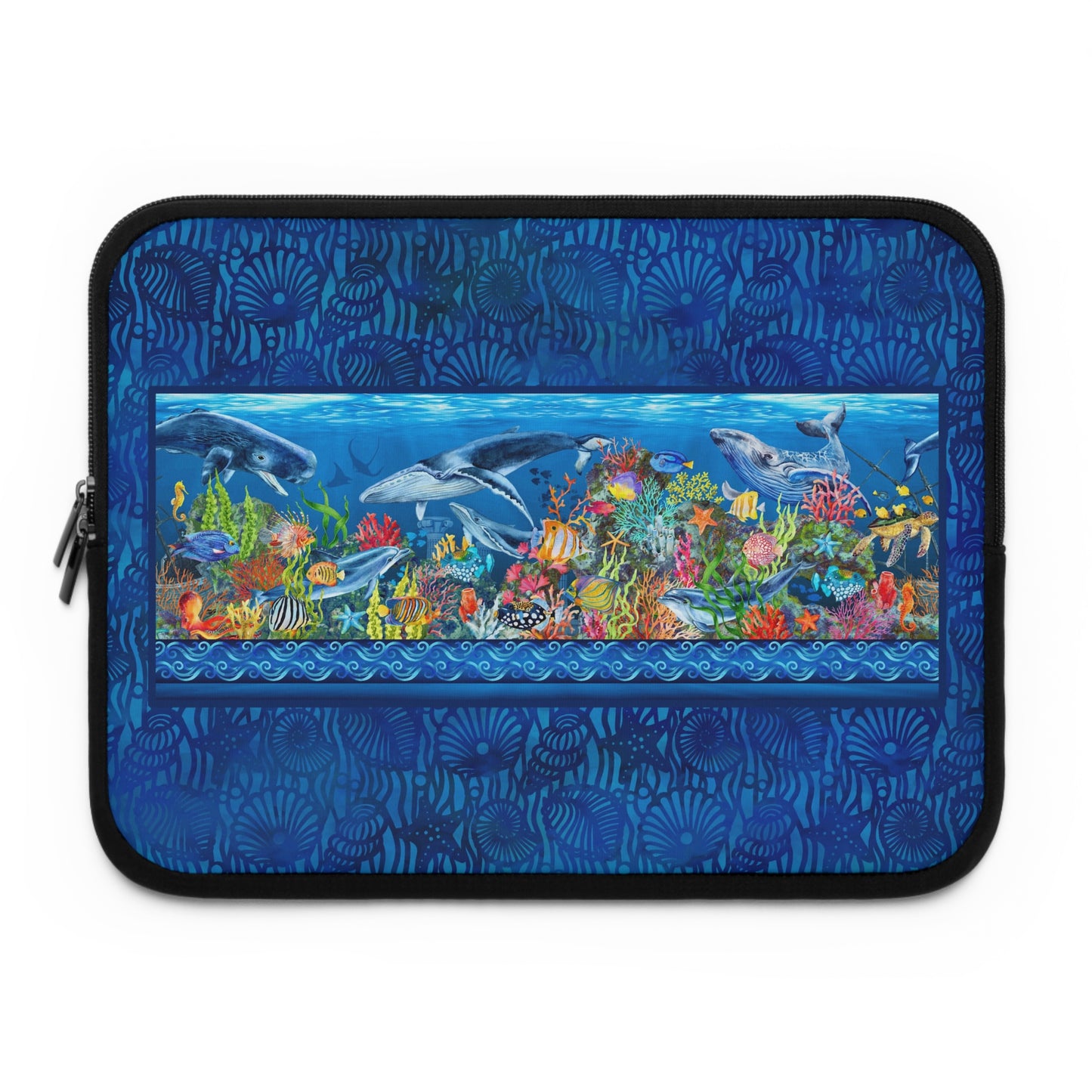 Laptop SleeveLaptop Sleeve:  [CALYPSO]:  Sea Life Panel-Shells Tonal