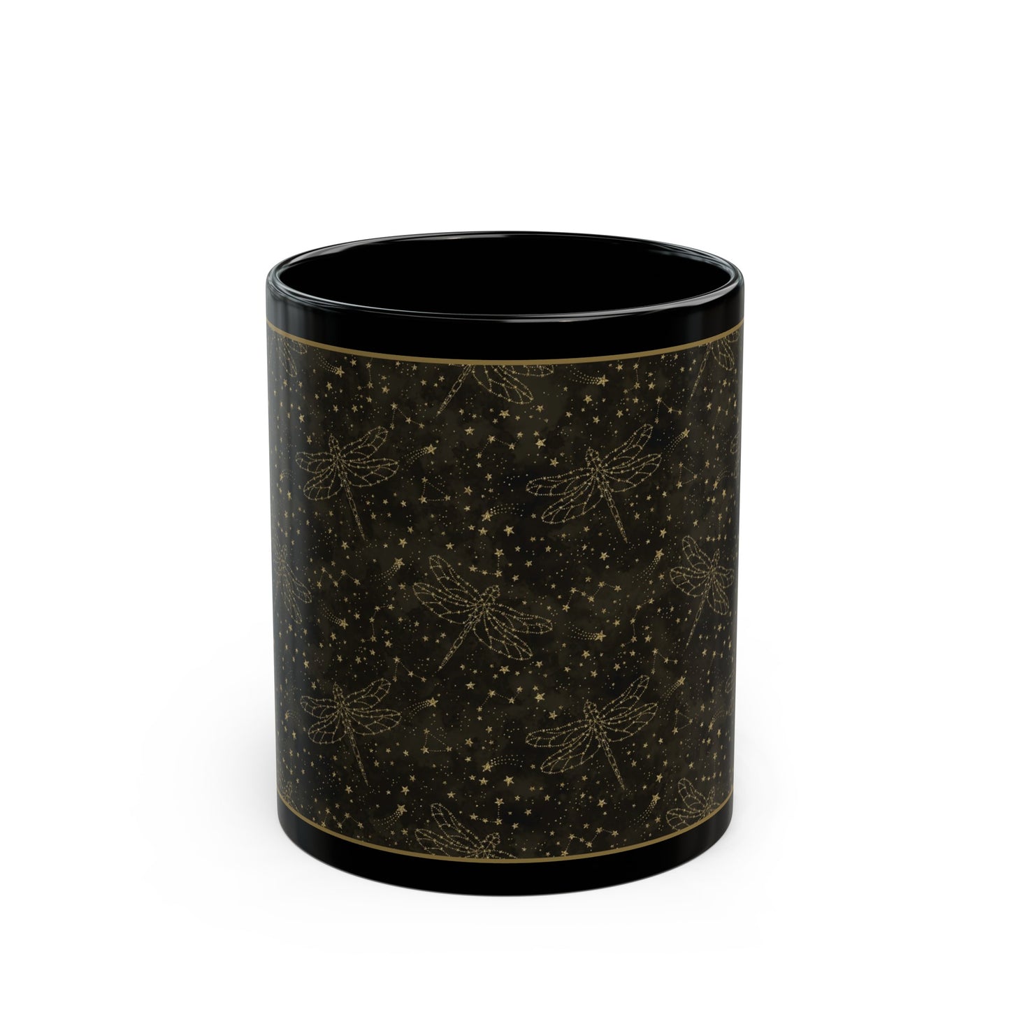 Ceramic Mug (11oz.):  The Sun, The Moon, And The Stars [Gold Specked Dragonflies]
