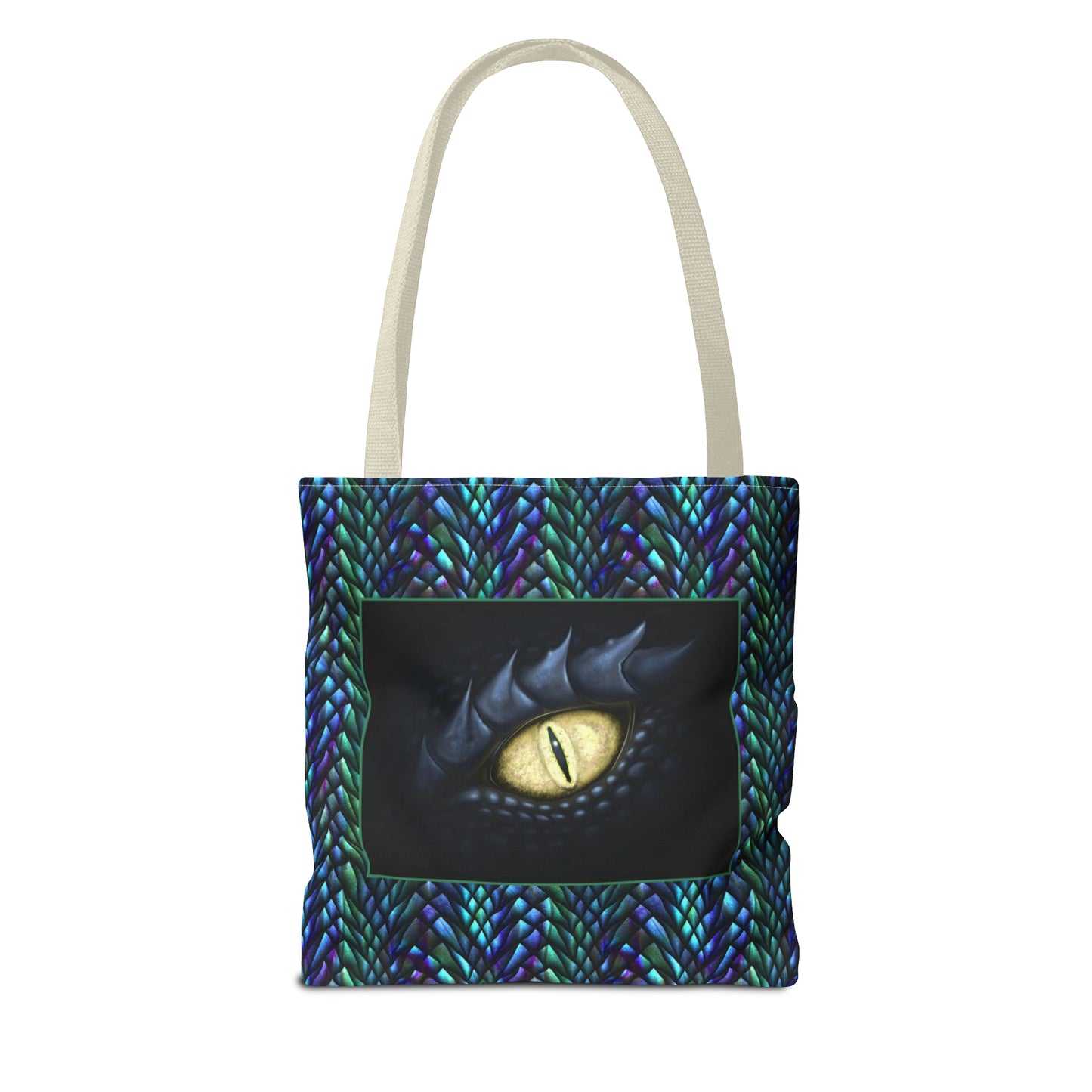 Tote Bag: large-18x18; "Dragons" [Sheen Scales 1-Black Eye W/White]