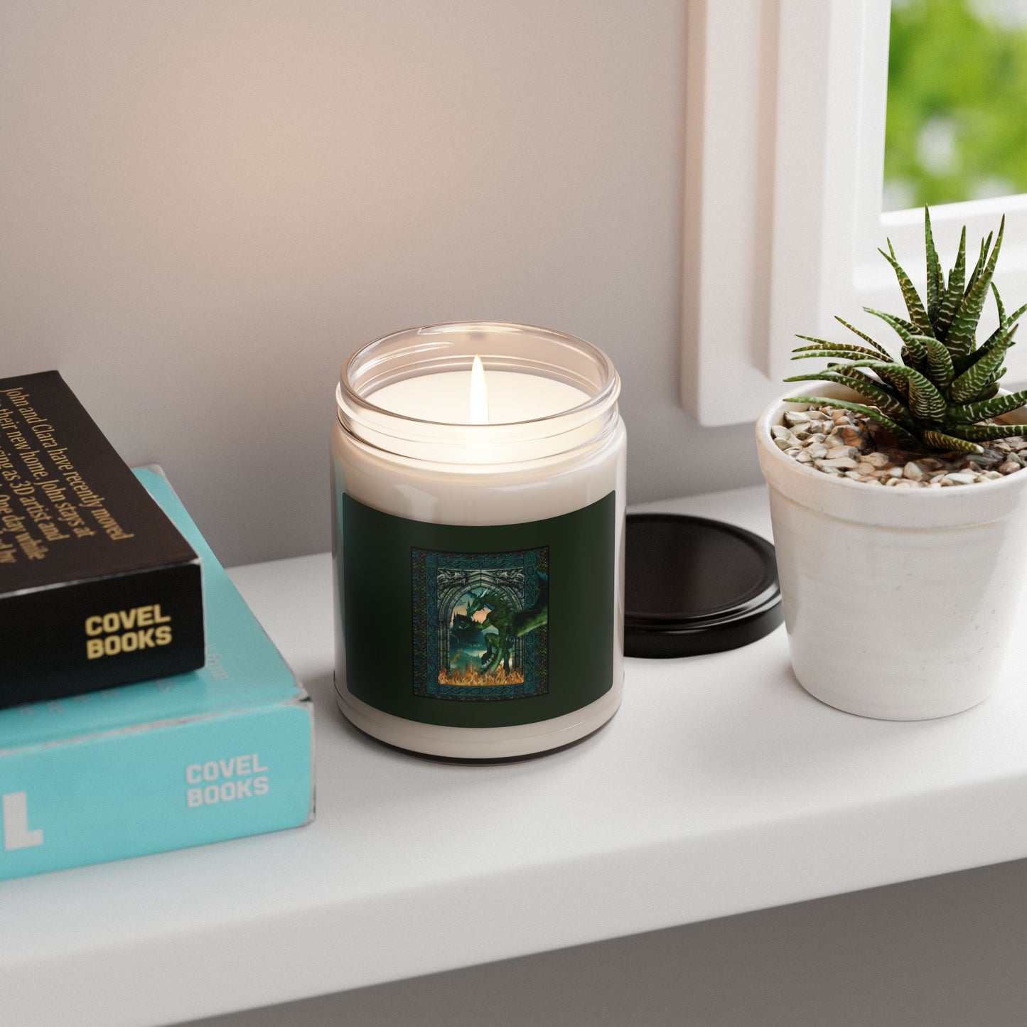 Scented Soy Candle:  Emerald Dragons [Dragon Panel]