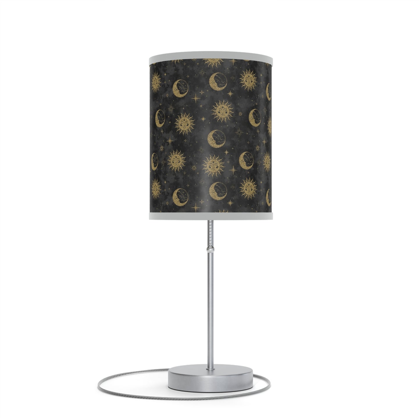 Table Lamp: Silver Base; The Sun, The Moon, and The Stars [Gold Suns and Moons]