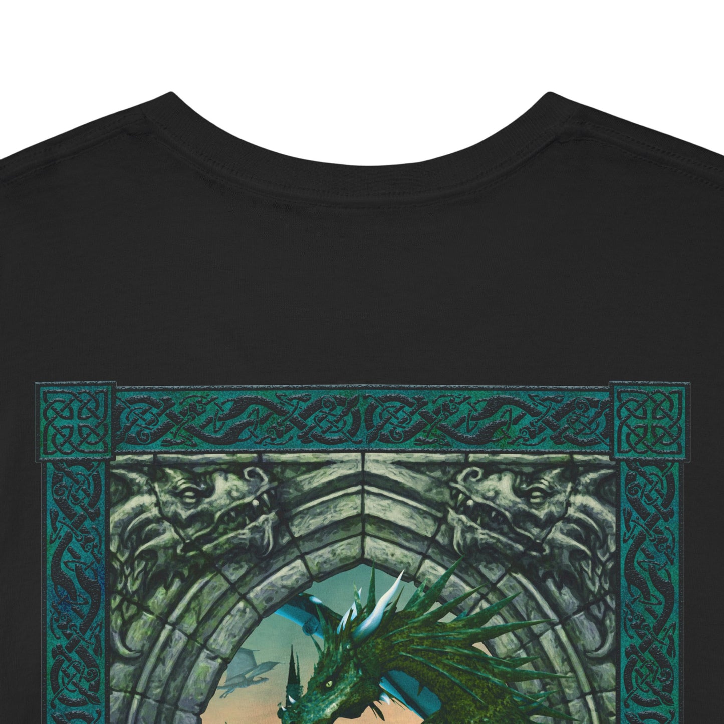 Unisex Heavy Cotton Tee:  Emerald Dragons [Dragon Eye]