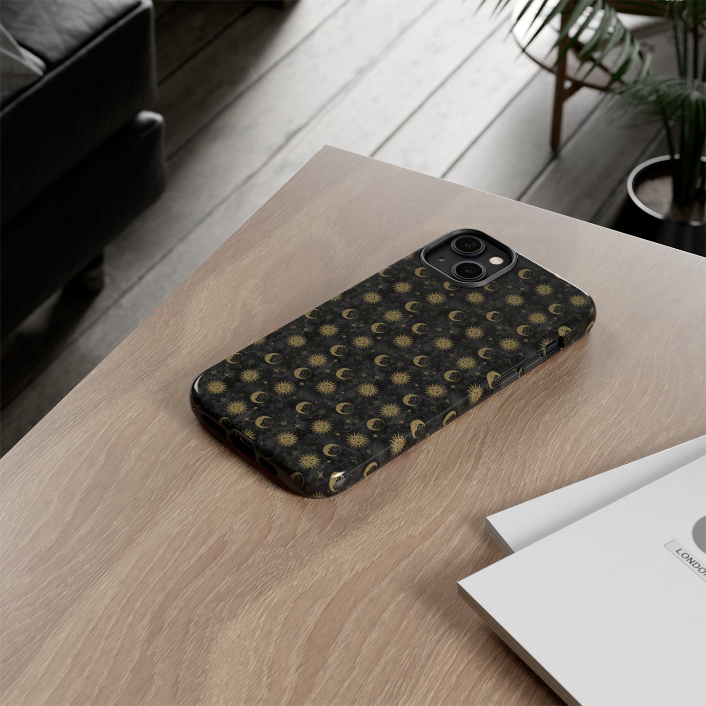 Apple I-Phone 14 (Series)-Tough Case-Phone Case: The Sun, The Moon, And The Stars [Gold Suns, Smiling Moons]