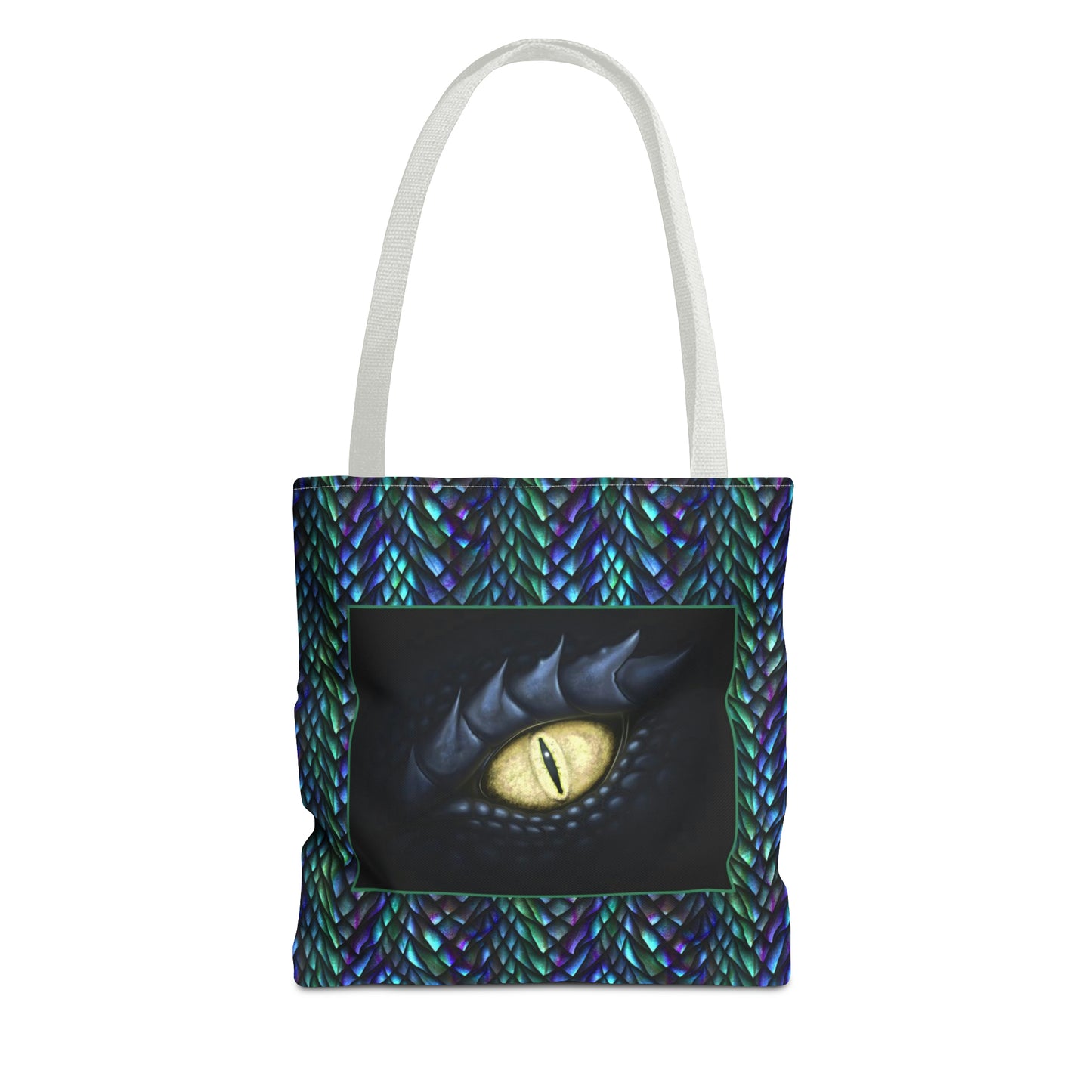 Tote Bag: large-18x18; "Dragons" [Sheen Scales 1-Black Eye W/White]