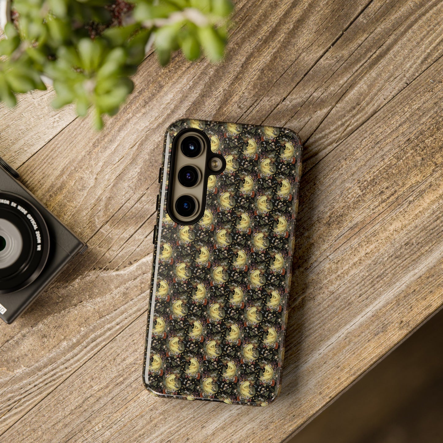 Samsung Galaxy Series Tough Case-Phone Case: The Sun, The Moon, And The Stars [Moon With Flowers]