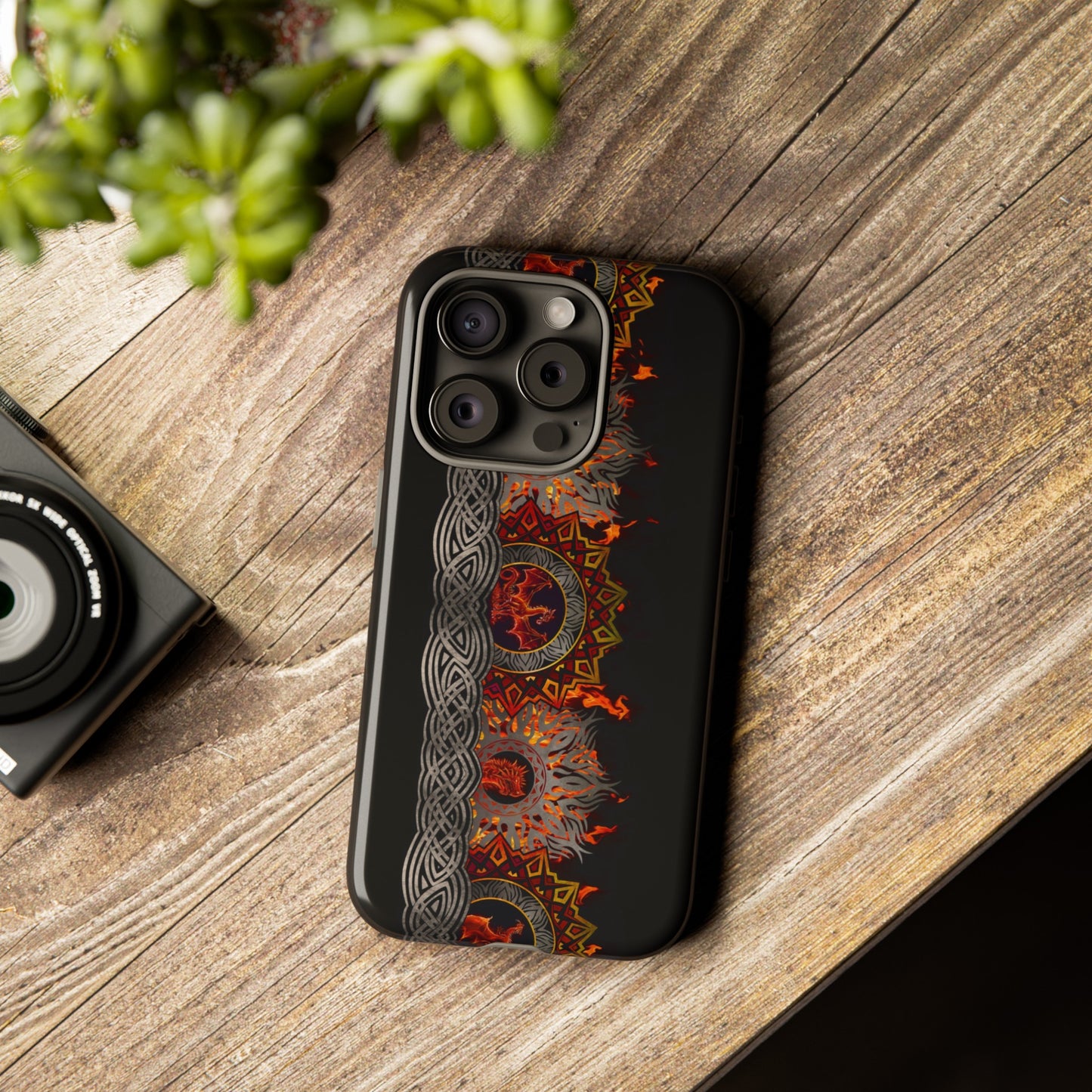 Apple I-Phone 15 (Series)-Tough Case-Phone Case:  Dragons [Red Fury Border]