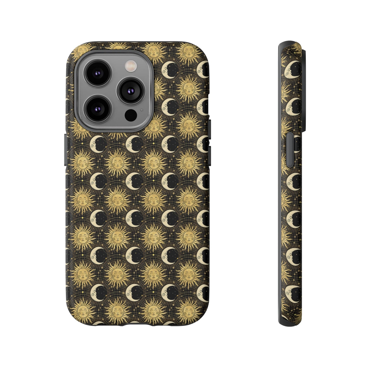 Apple I-Phone 14 (Series)-Tough Case-Phone Case: The Sun, The Moon, And The Stars [Gold Suns, Smiling Moons]