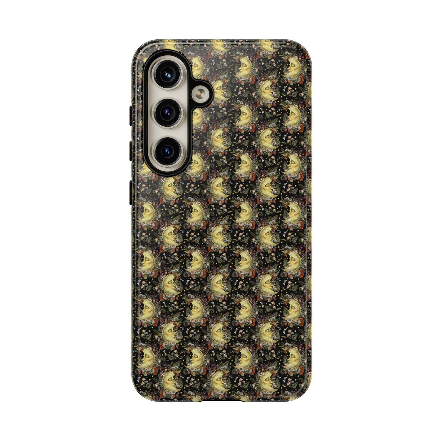 Samsung Galaxy Series Tough Case-Phone Case: The Sun, The Moon, And The Stars [Moon With Flowers]