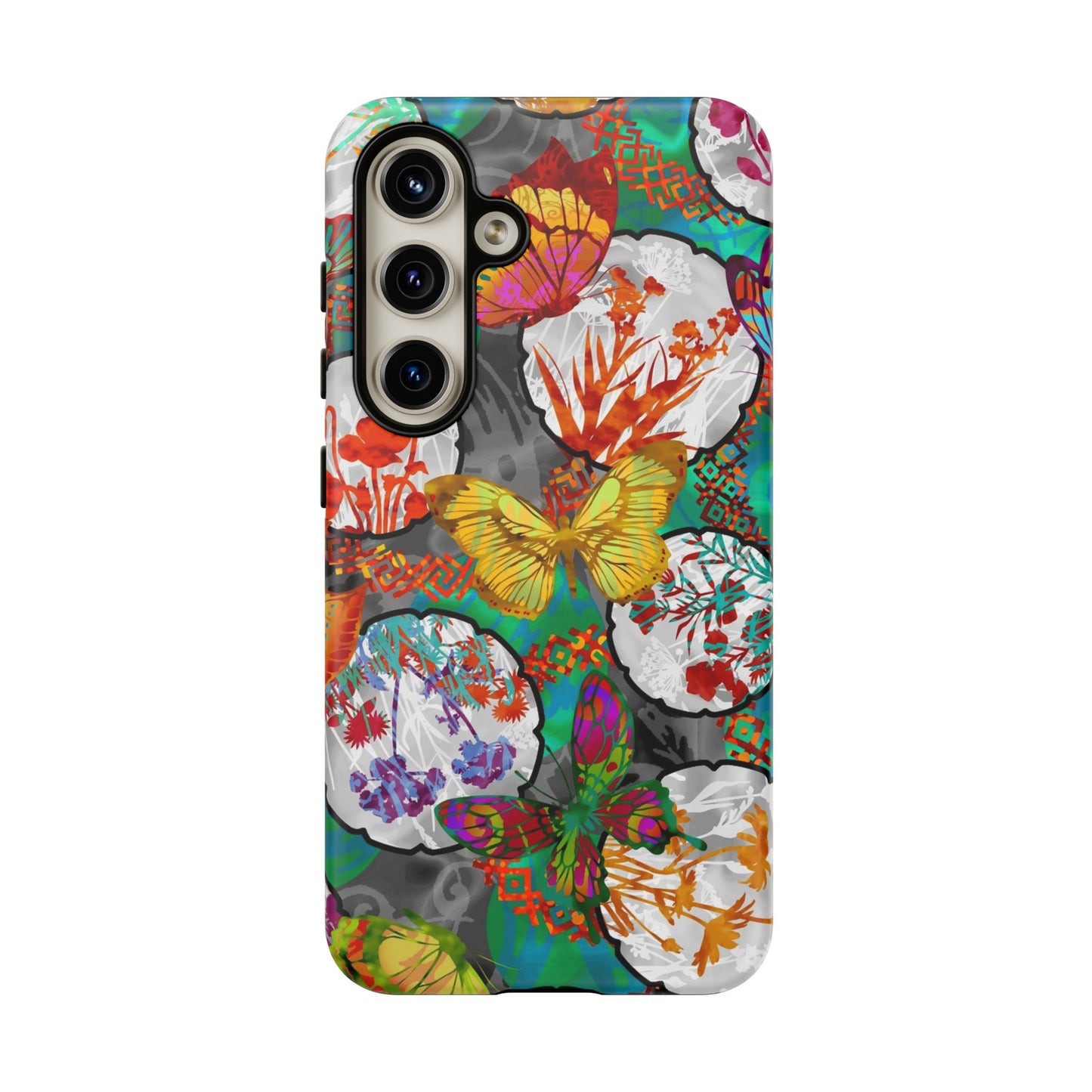 Samsung Galaxy Series Tough Case-Phone Case: Dreamscapes [Teal Green Butterflies]