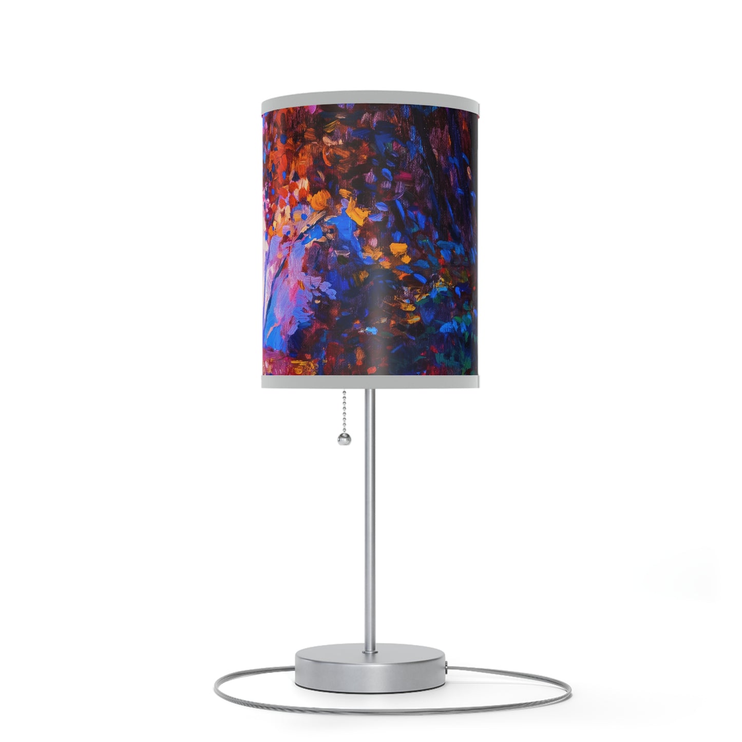 Table Lamp: Silver Base; Year of Art-Fall Path