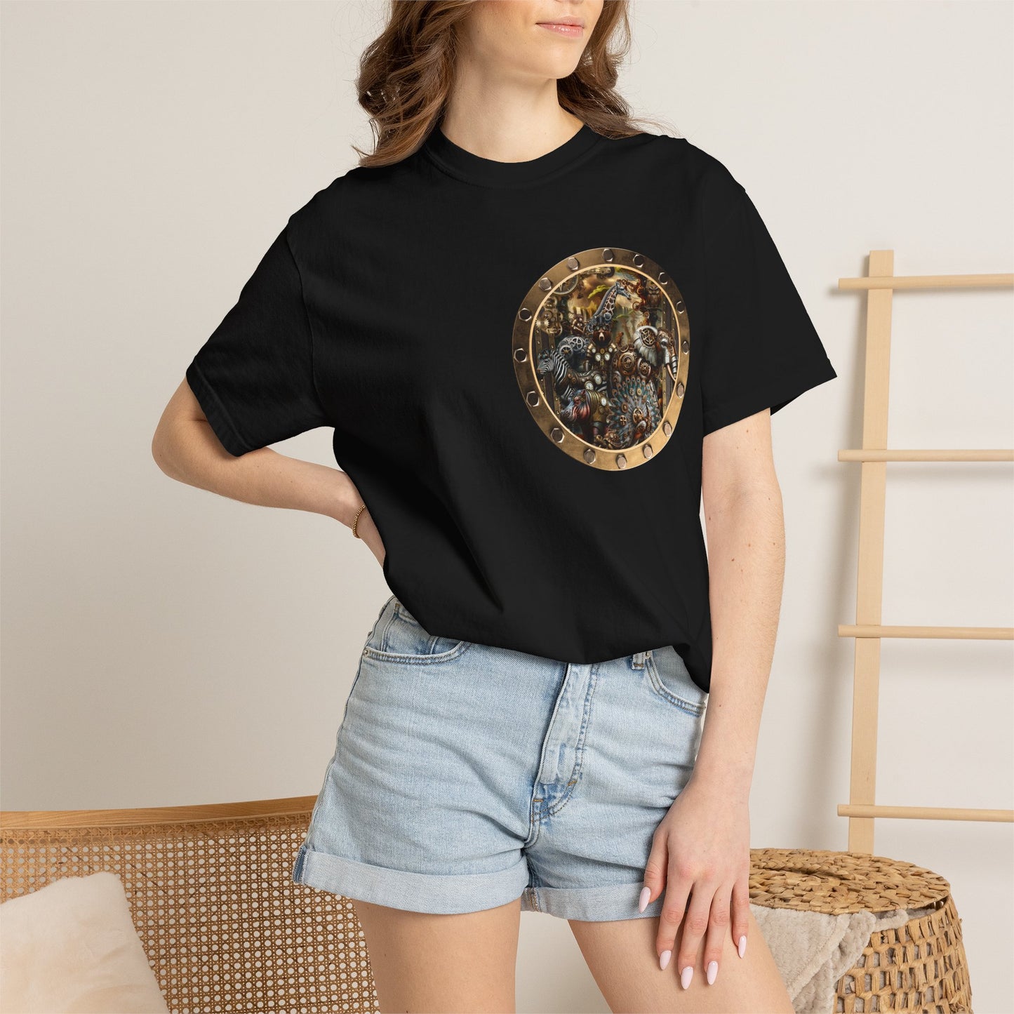 Unisex Heavy Cotton Tee:  "Steampunk Menagerie" [Animals]