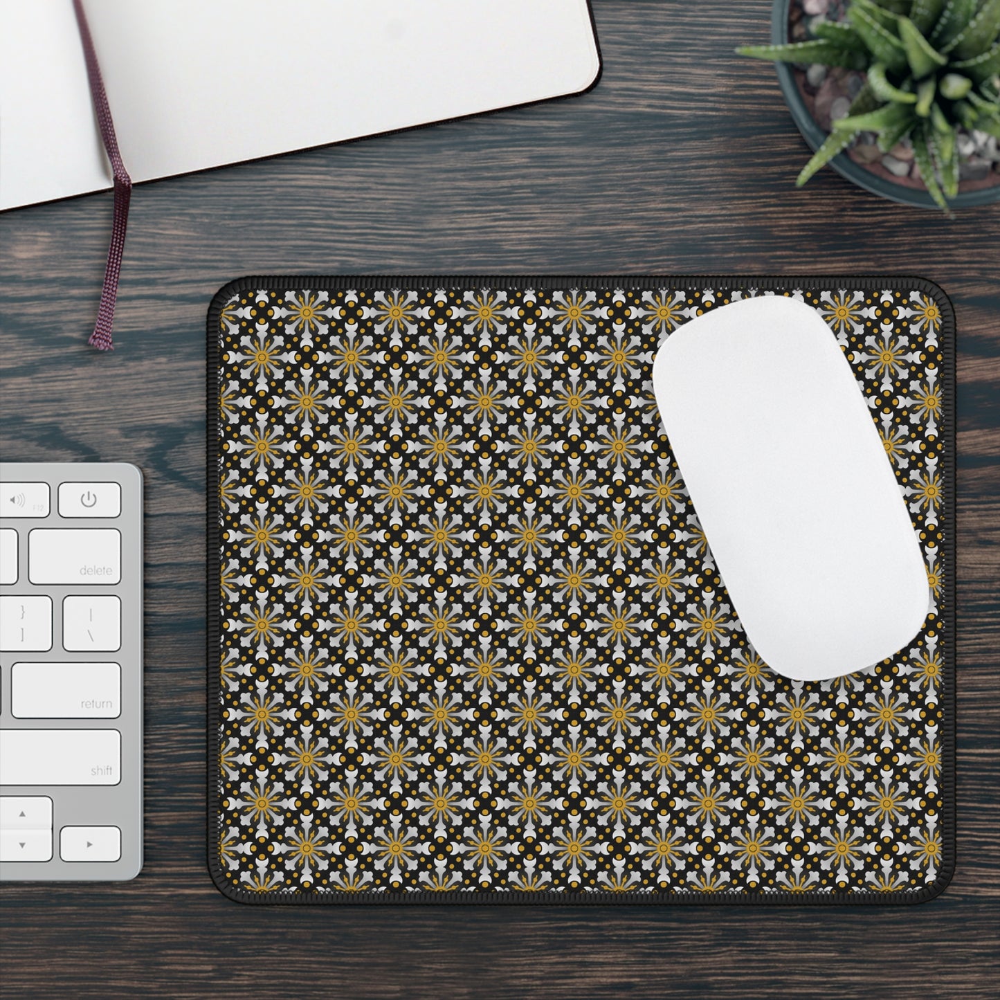 Mouse Pad-Gaming:  Celestial [Black/Gold Sunbursts]
