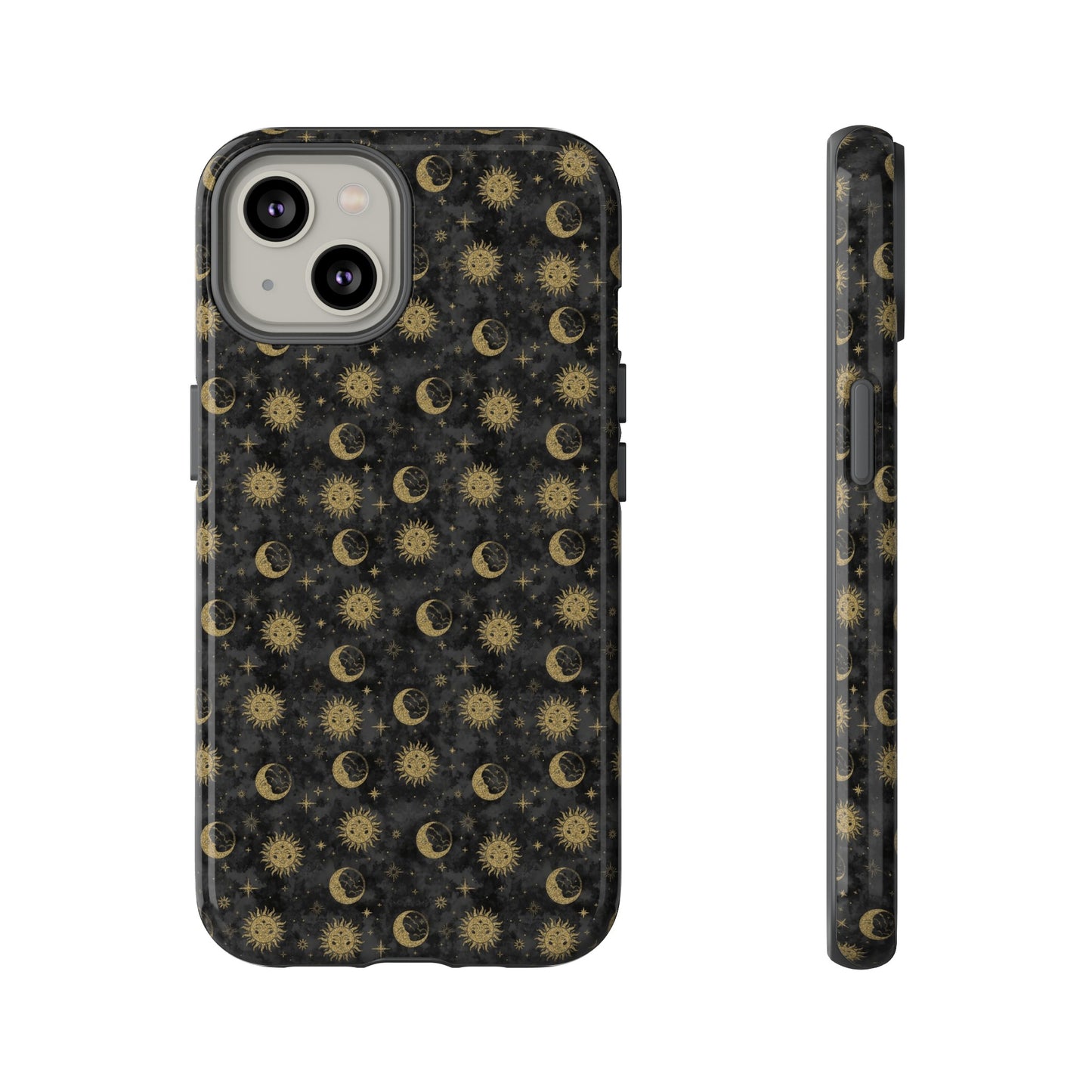 Apple I-Phone 14 (Series)-Tough Case-Phone Case: The Sun, The Moon, And The Stars [Gold Suns, Smiling Moons]