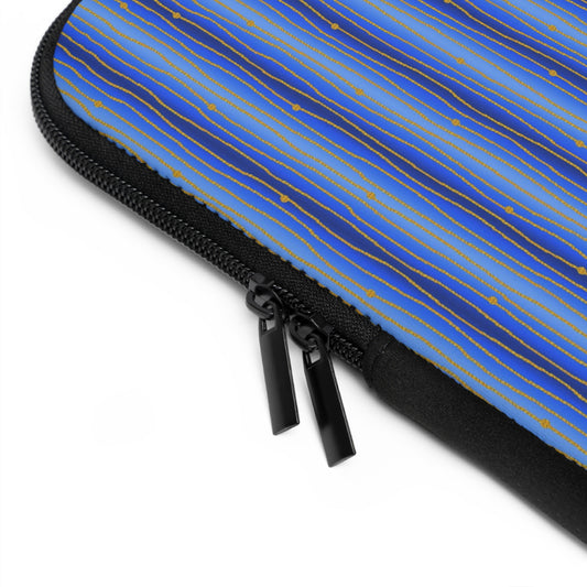 Laptop Sleeve:  Celestial [Blue-Gold Speck Stripe]