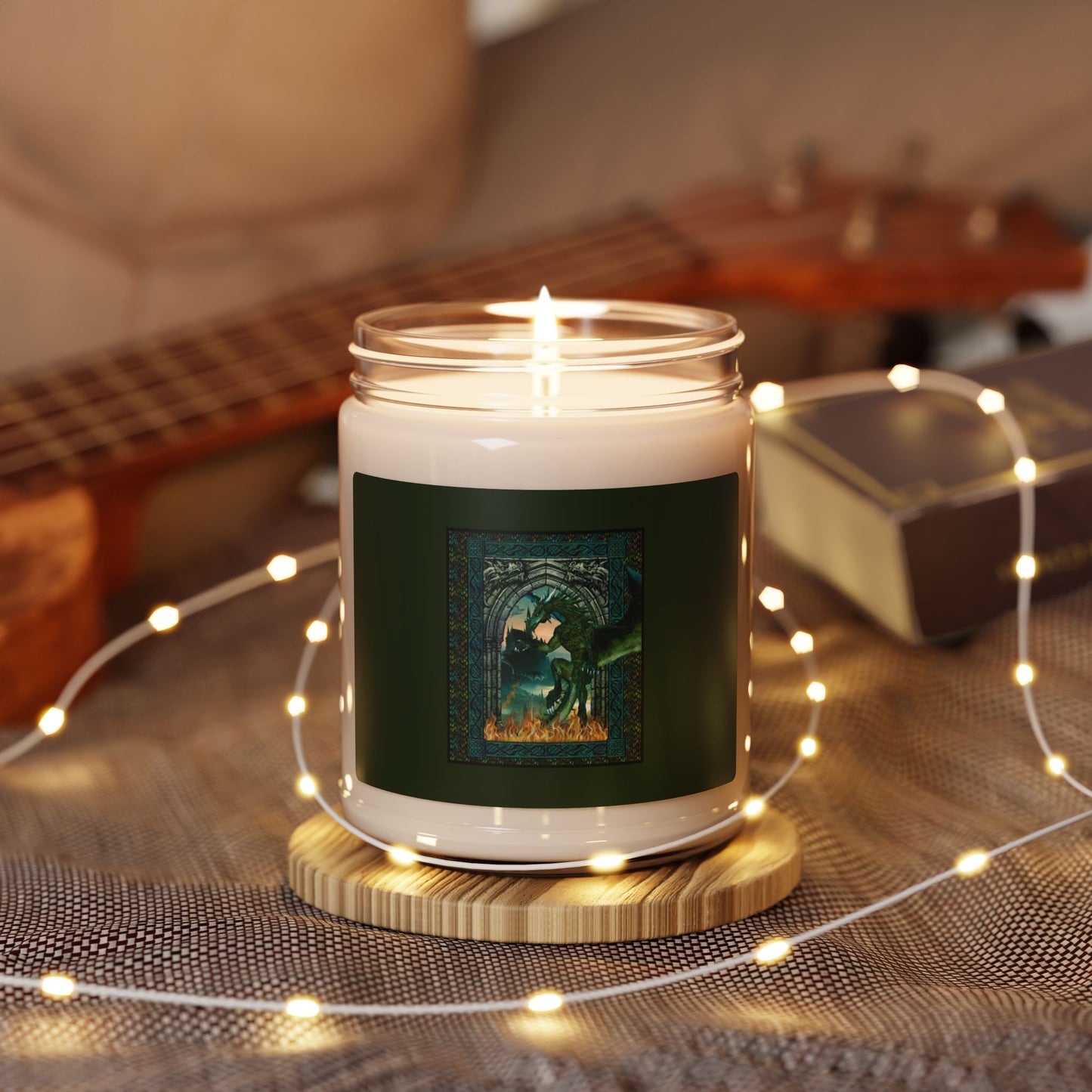 Scented Soy Candle:  Emerald Dragons [Dragon Panel]