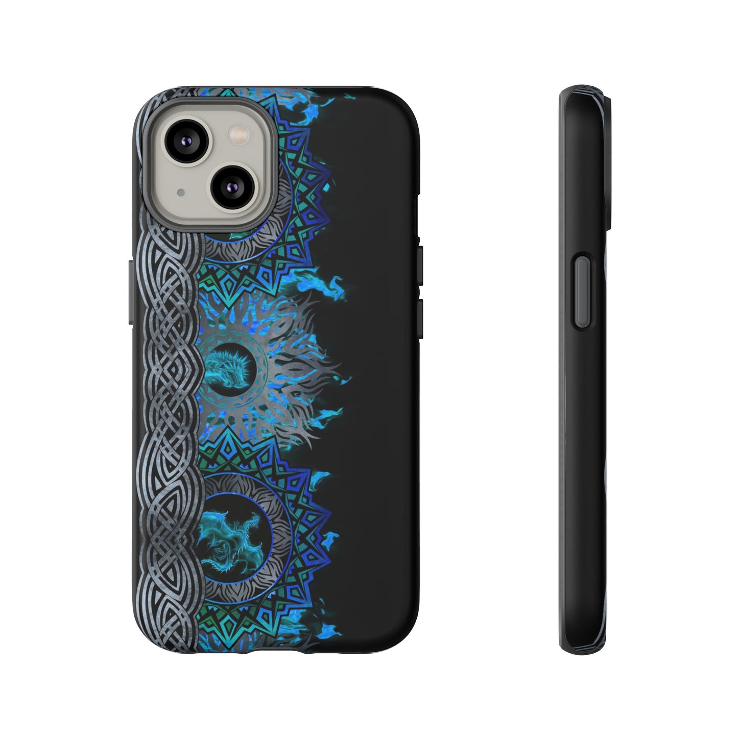 Apple I-Phone 14 (Series) Tough Case-Phone Case: Dragons [Blue Fury Border]