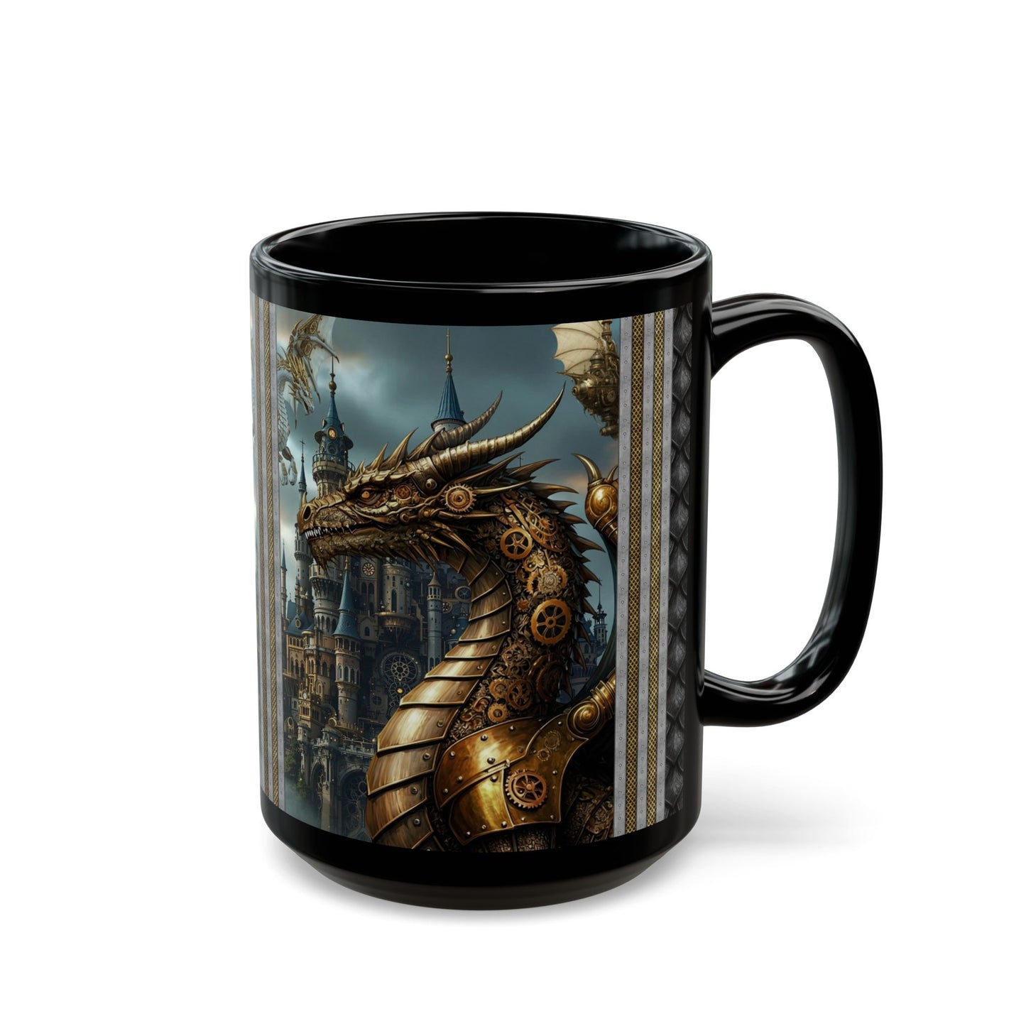 Black Mug-15oz:  "Dragons Steampunk 2" Panel